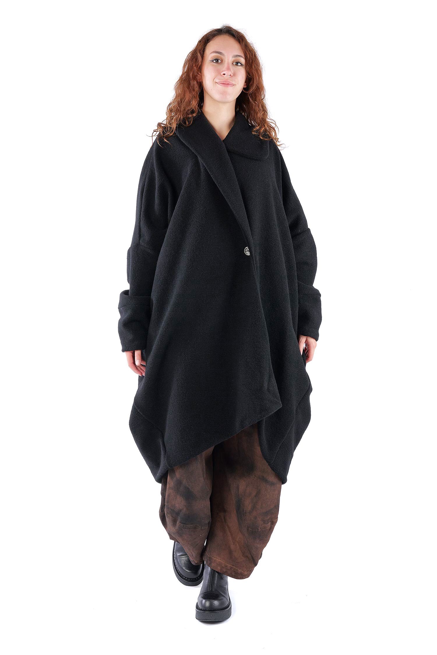 Oversize Winterstrickmantel - Schwarz - S487