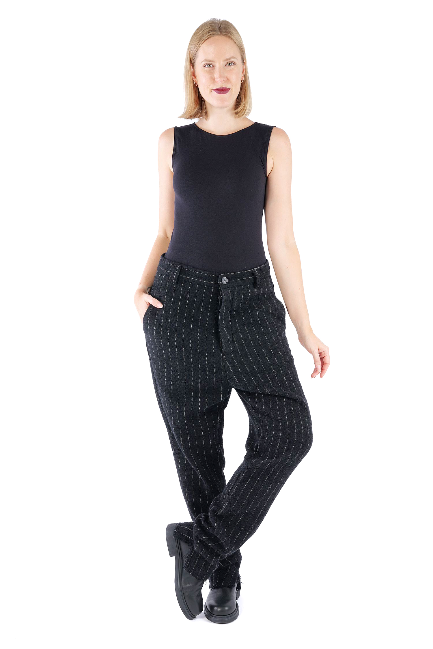 Lange Wollhose - Black stripe - 2264150102