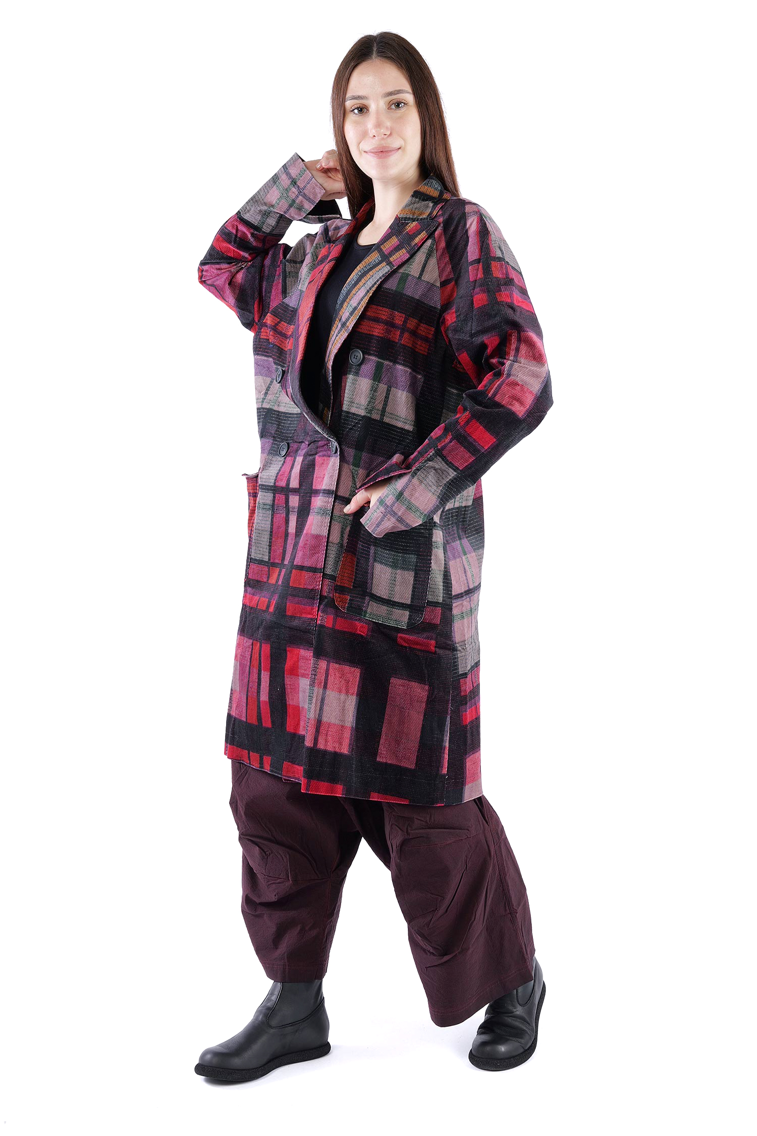 Babycord coat - Check multicolor - 2263231202