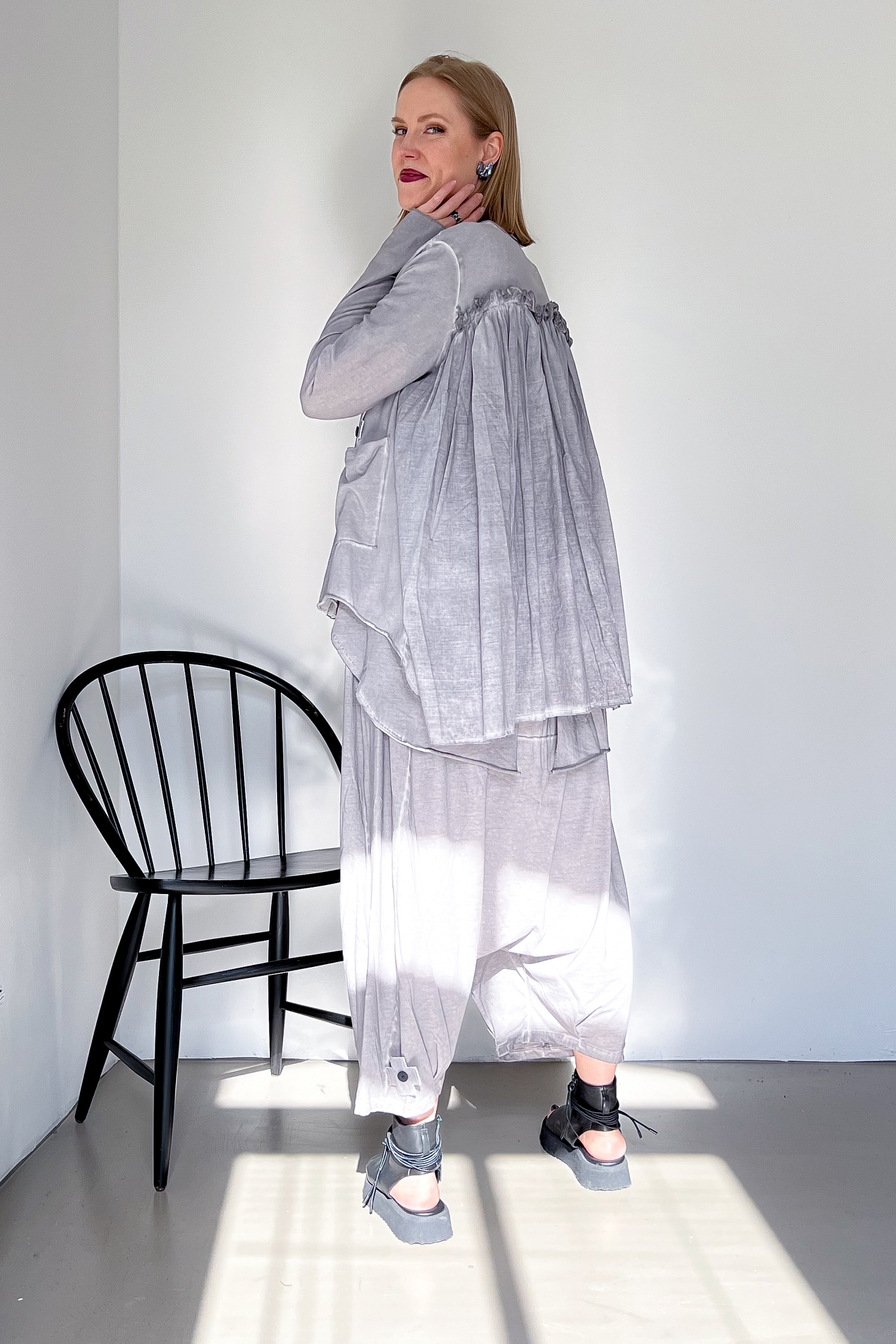 Detailreiche Jacke - Cement - 4028