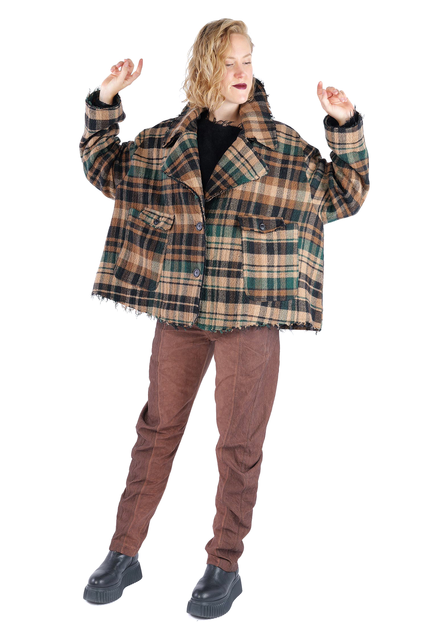 Fransige Winterjacke - Forest check - 2263281102