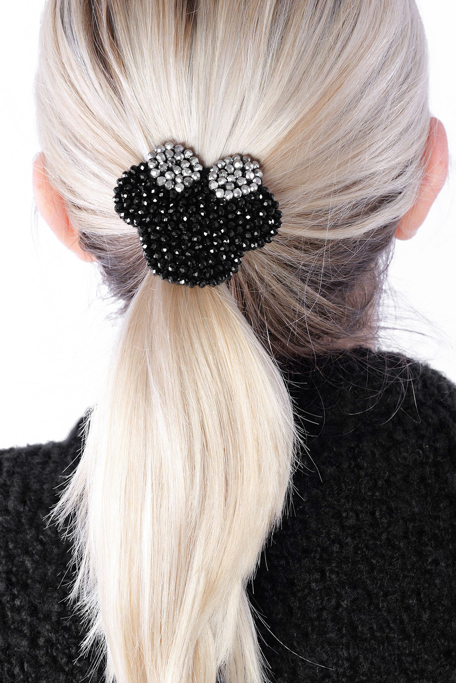 Maus Armband / Haargummi - Schwarz / Silber - 1149