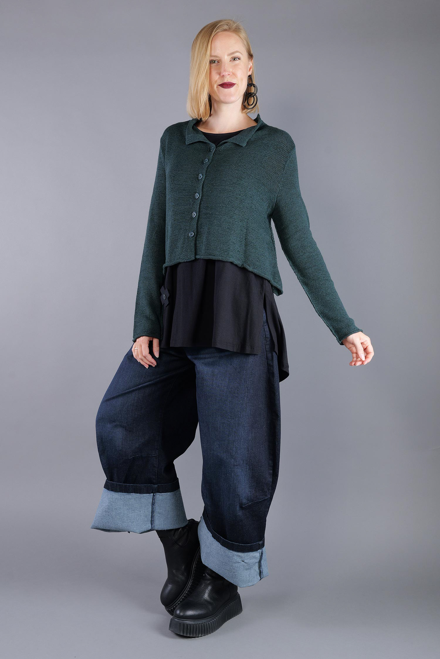 Short knitted jacket - Forest - 2263727111