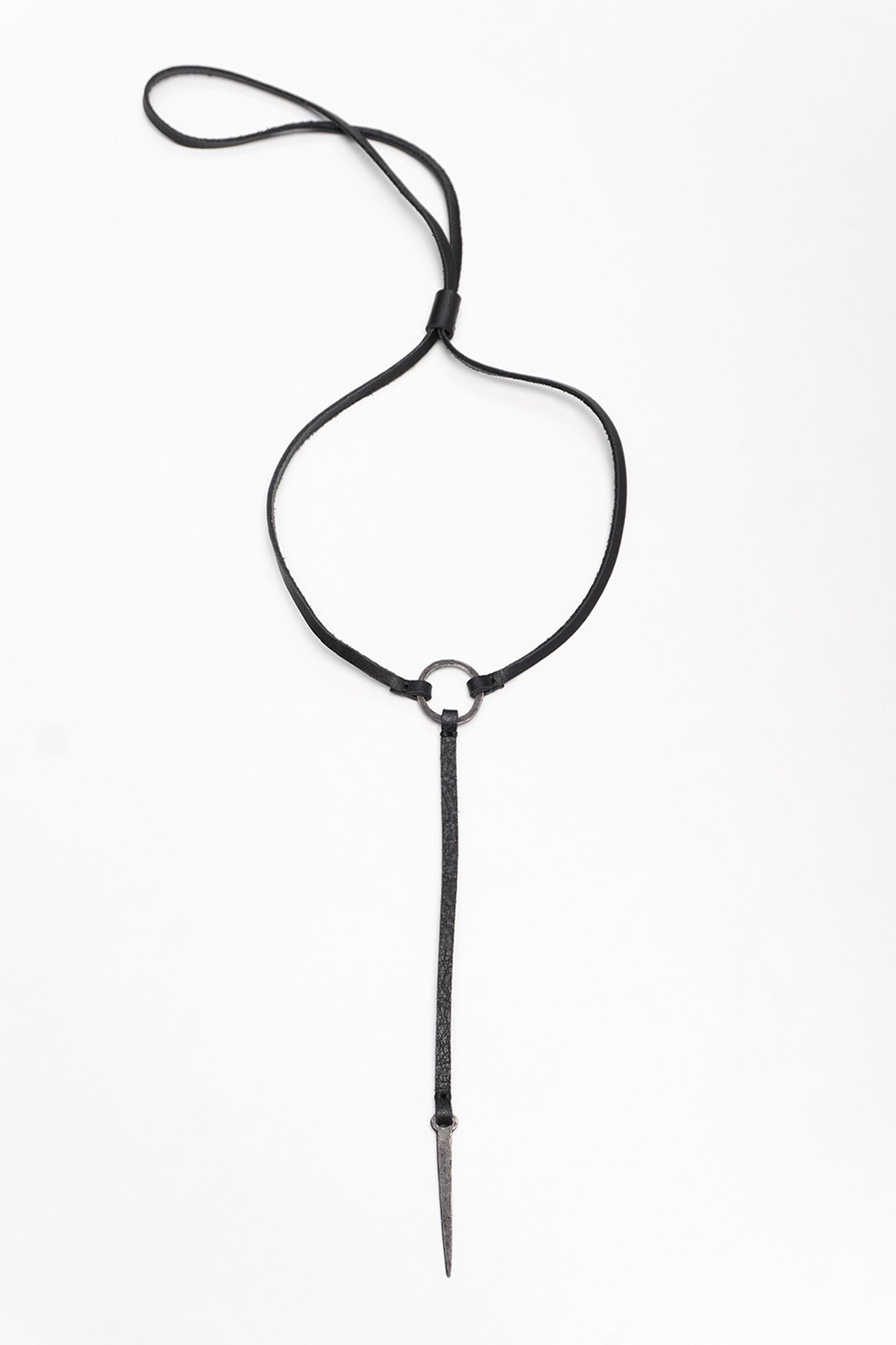 Silber Halskette - Ring Spike pendant Silver / Schwarz