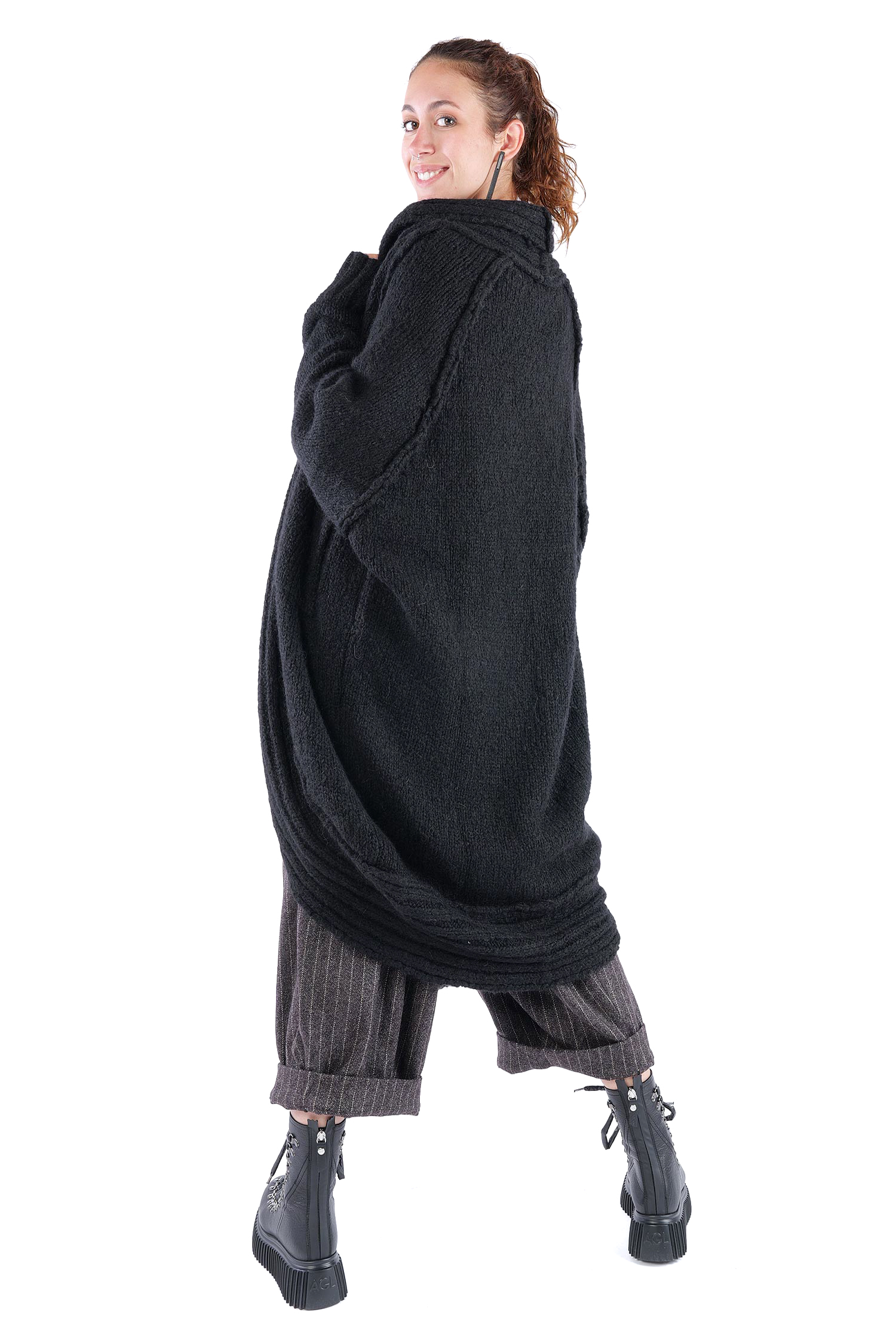 Oversize Cardigan - Schwarz - Serpent