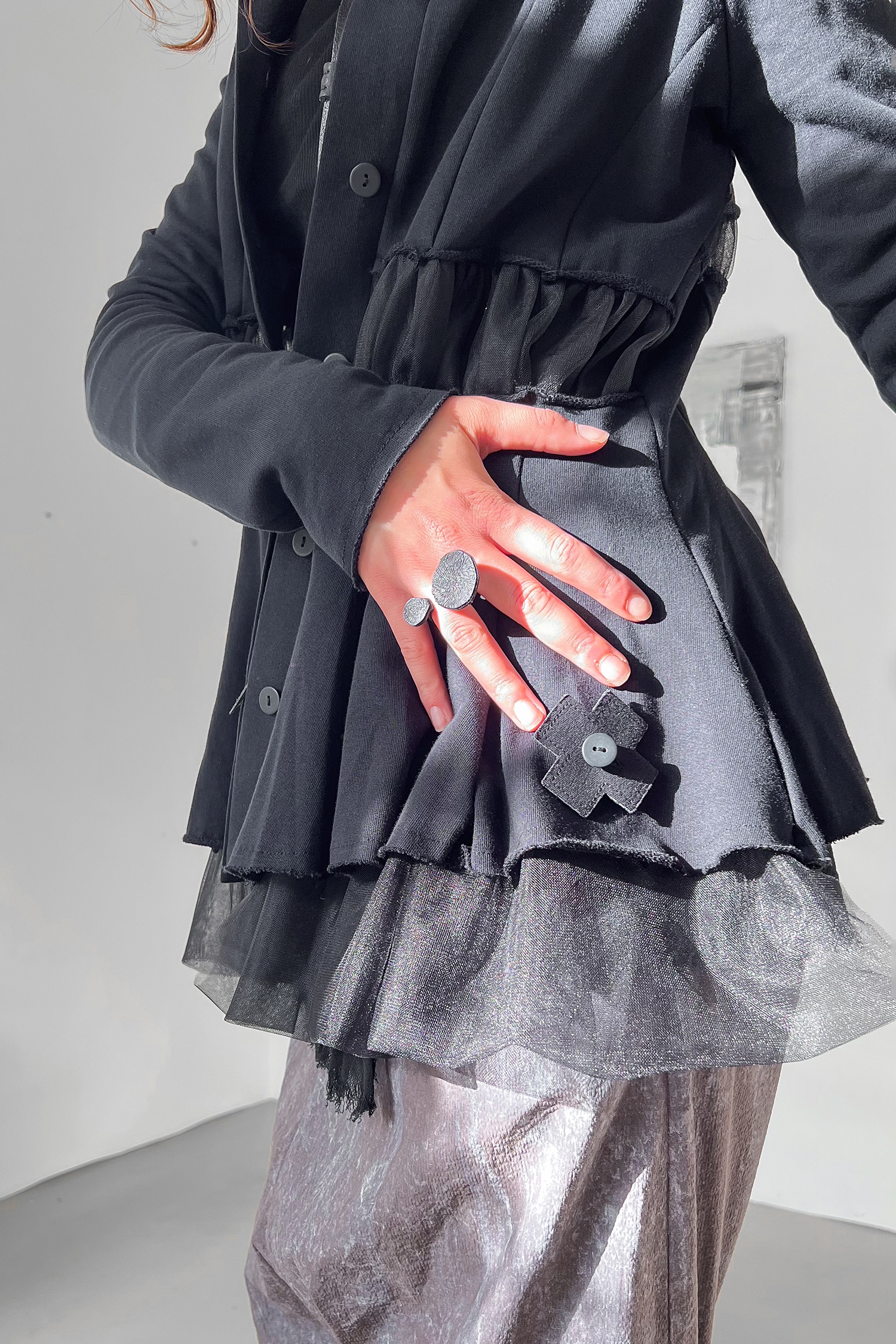 Sweatjacket with tulle - Black - 2118