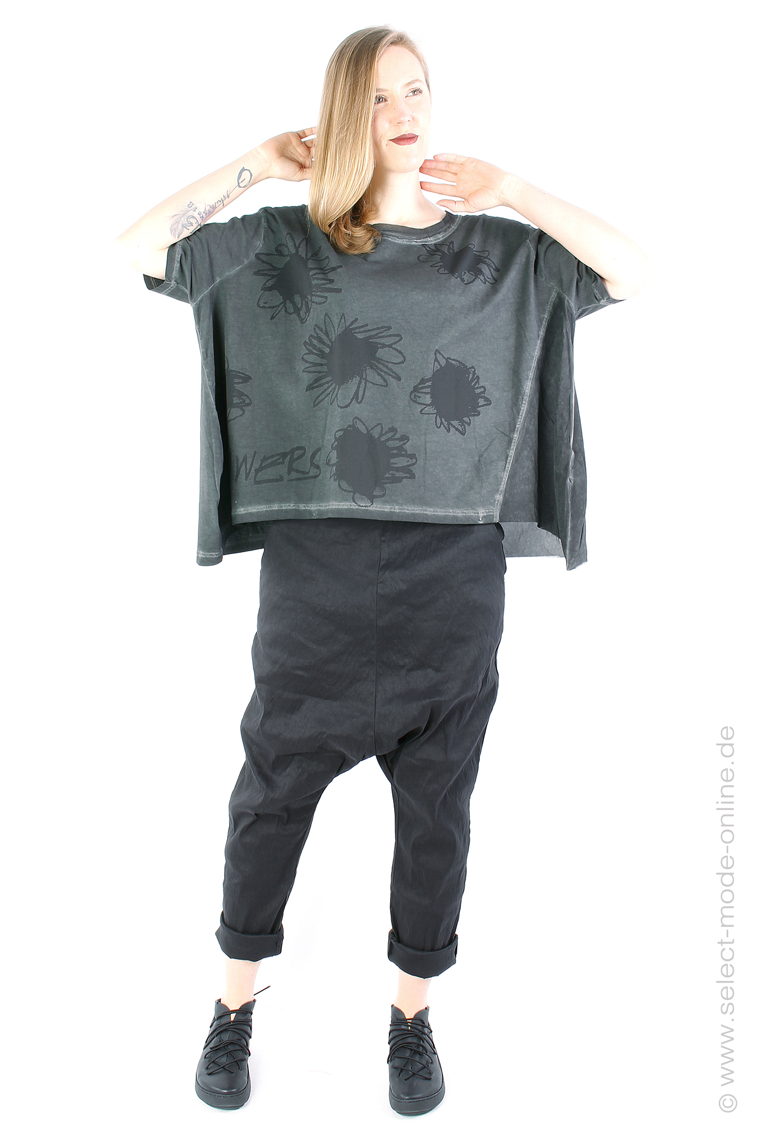 Oversize Shirt mit Print - Charcoal Prt Cloud - 1242300503