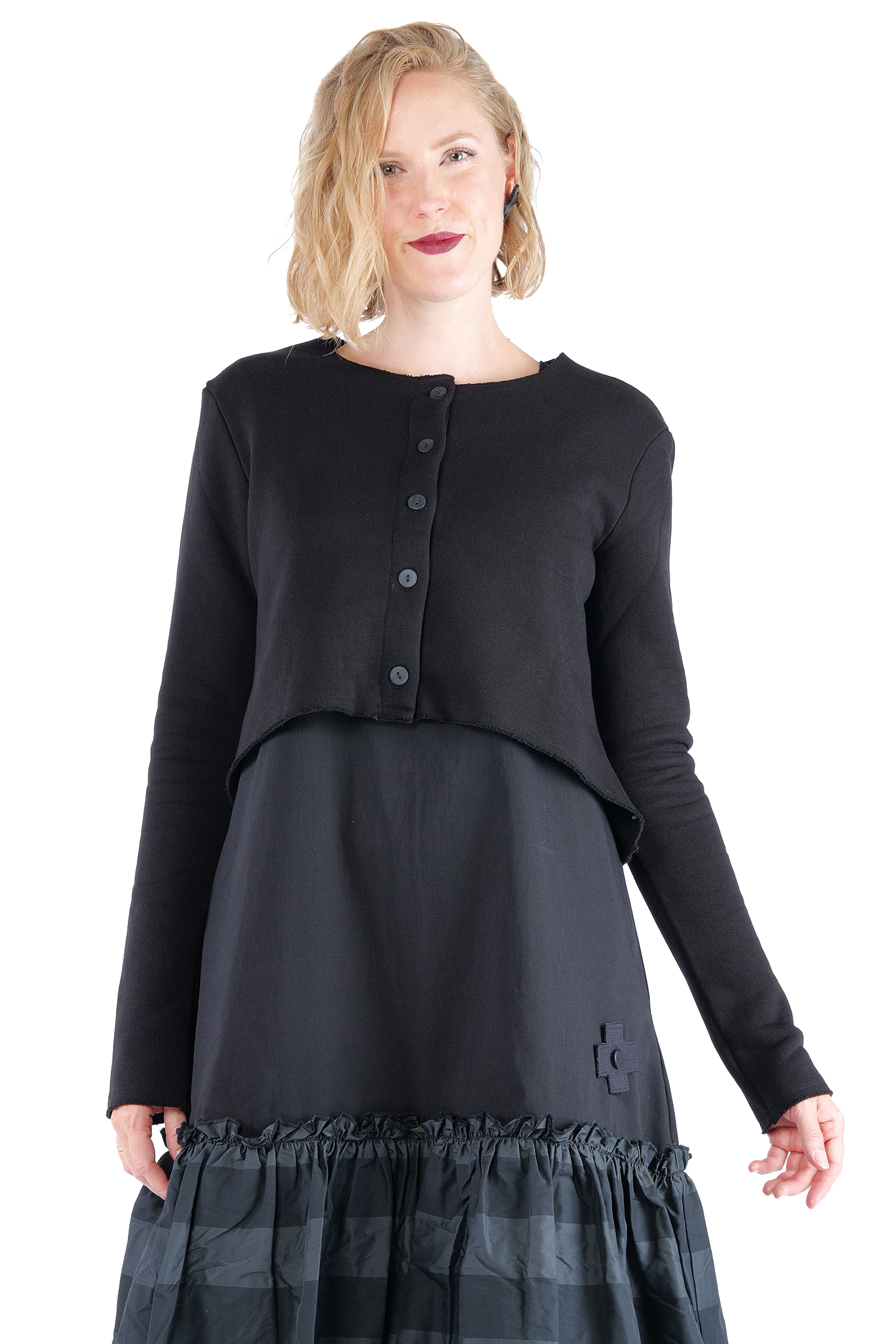 Kurze Sweatjacke - Schwarz - 2121