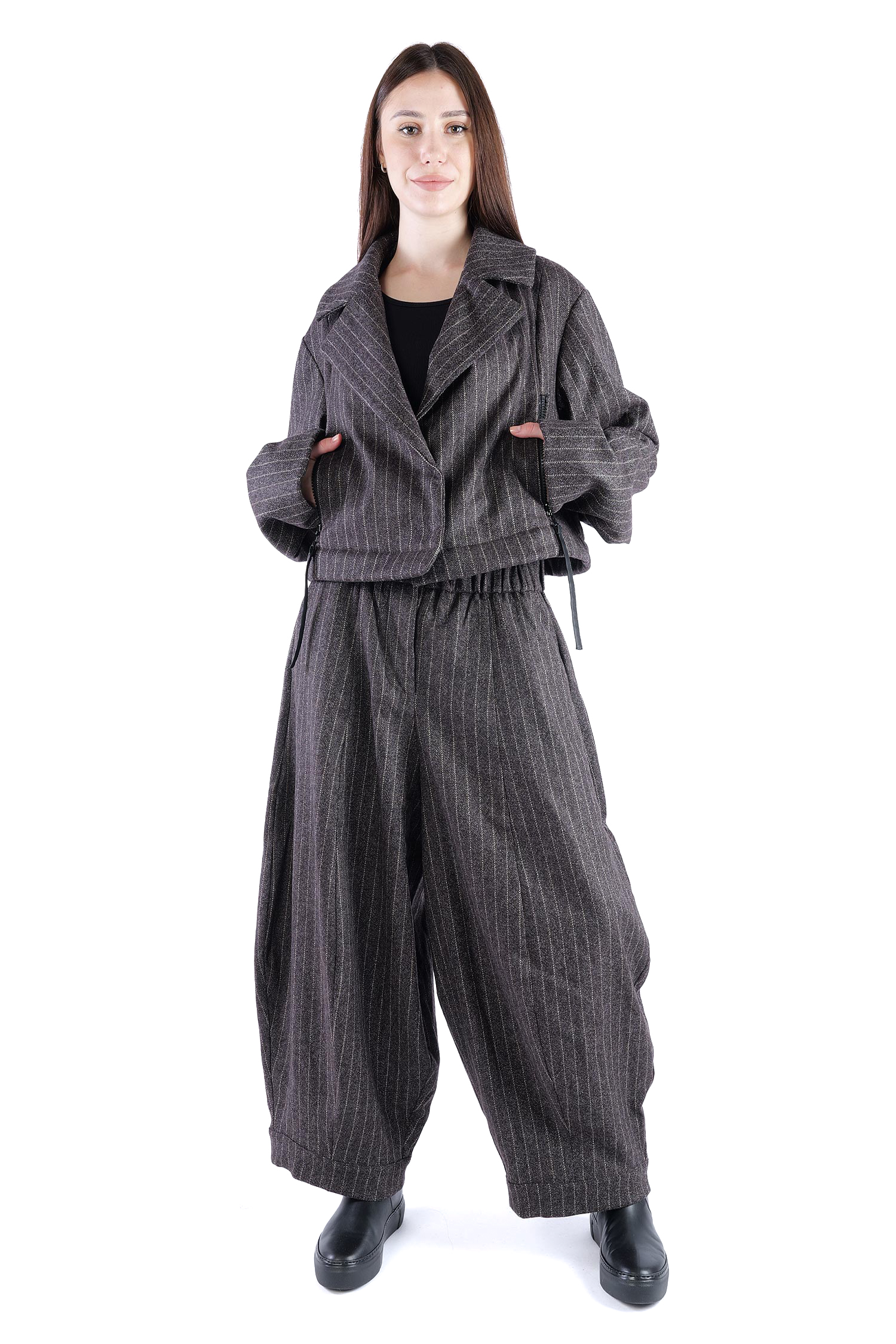 2-in-1 Wintermantel - Truffle striped woven/chocolate - Formers