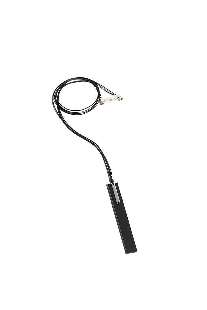 Rectangle necklace - Bar_ S_Mono Pendant - Black / Silver
