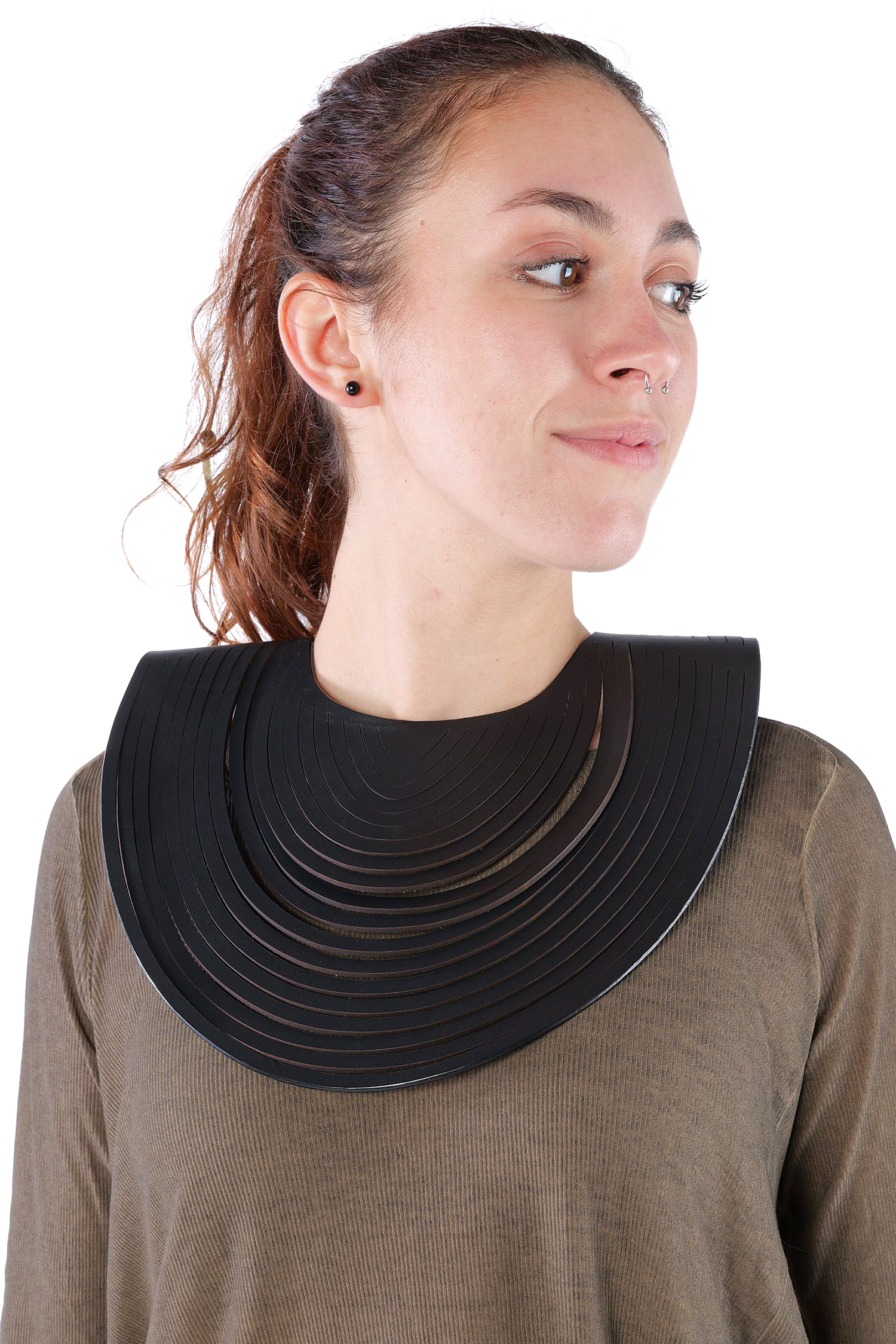 Leather necklace - black - NE15