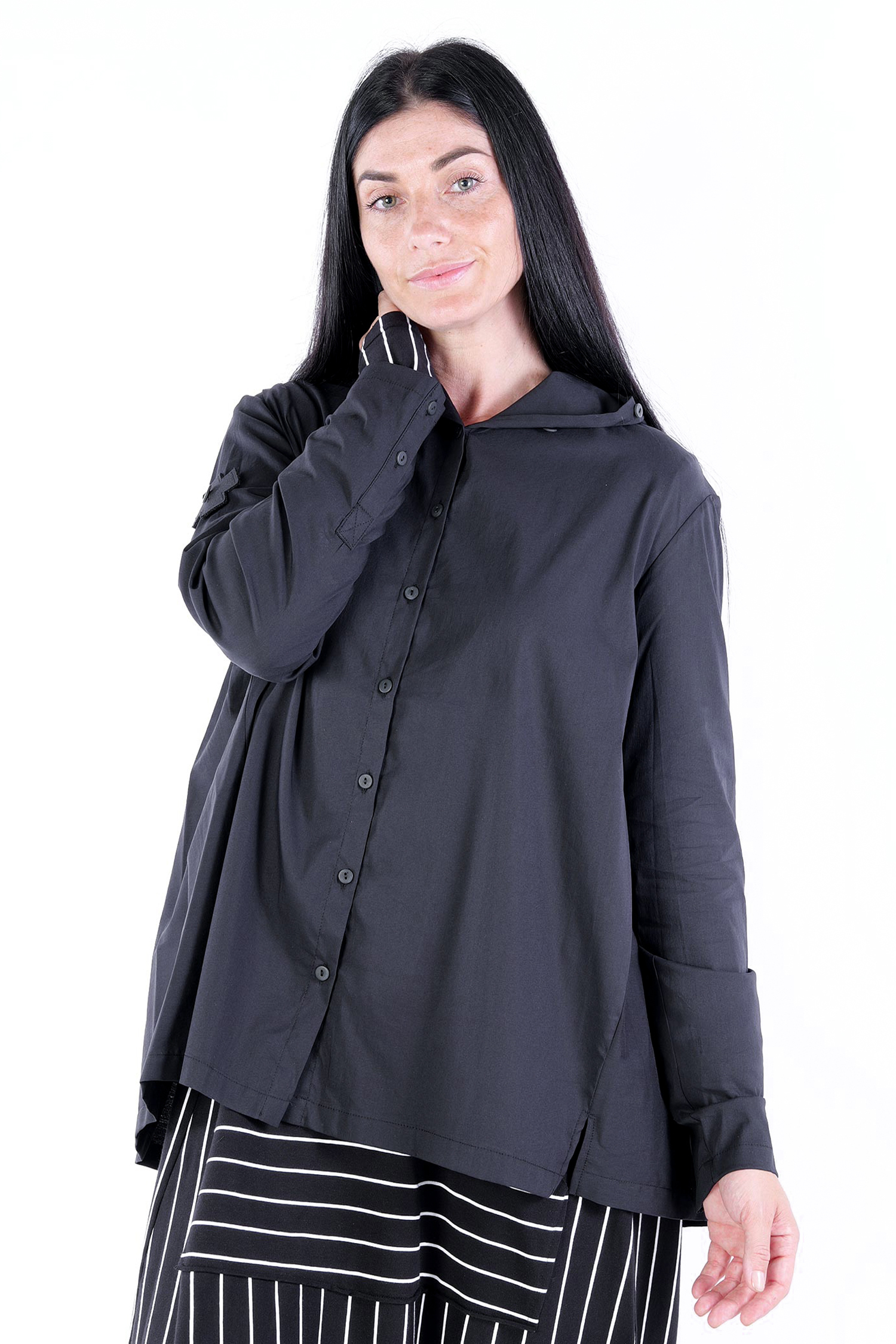 Elastische Bluse - Schwarz - 4002