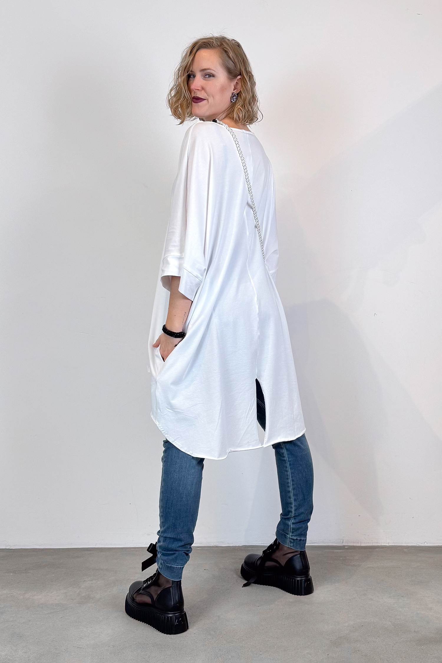 Oversize T-Shirt - Weiß - 5079