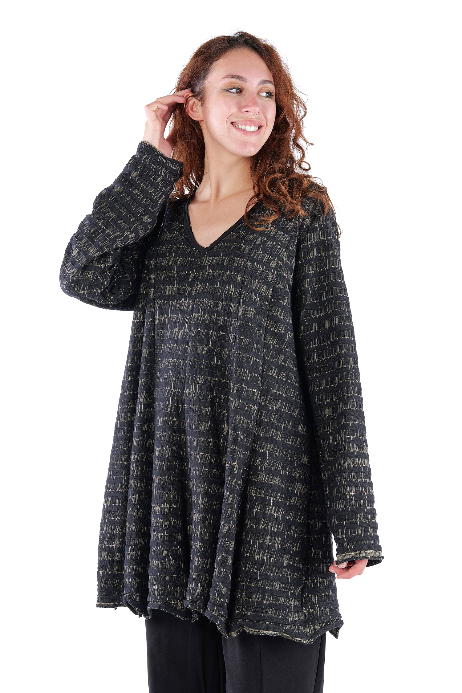 Stricktunika - Black melange - X9076-X