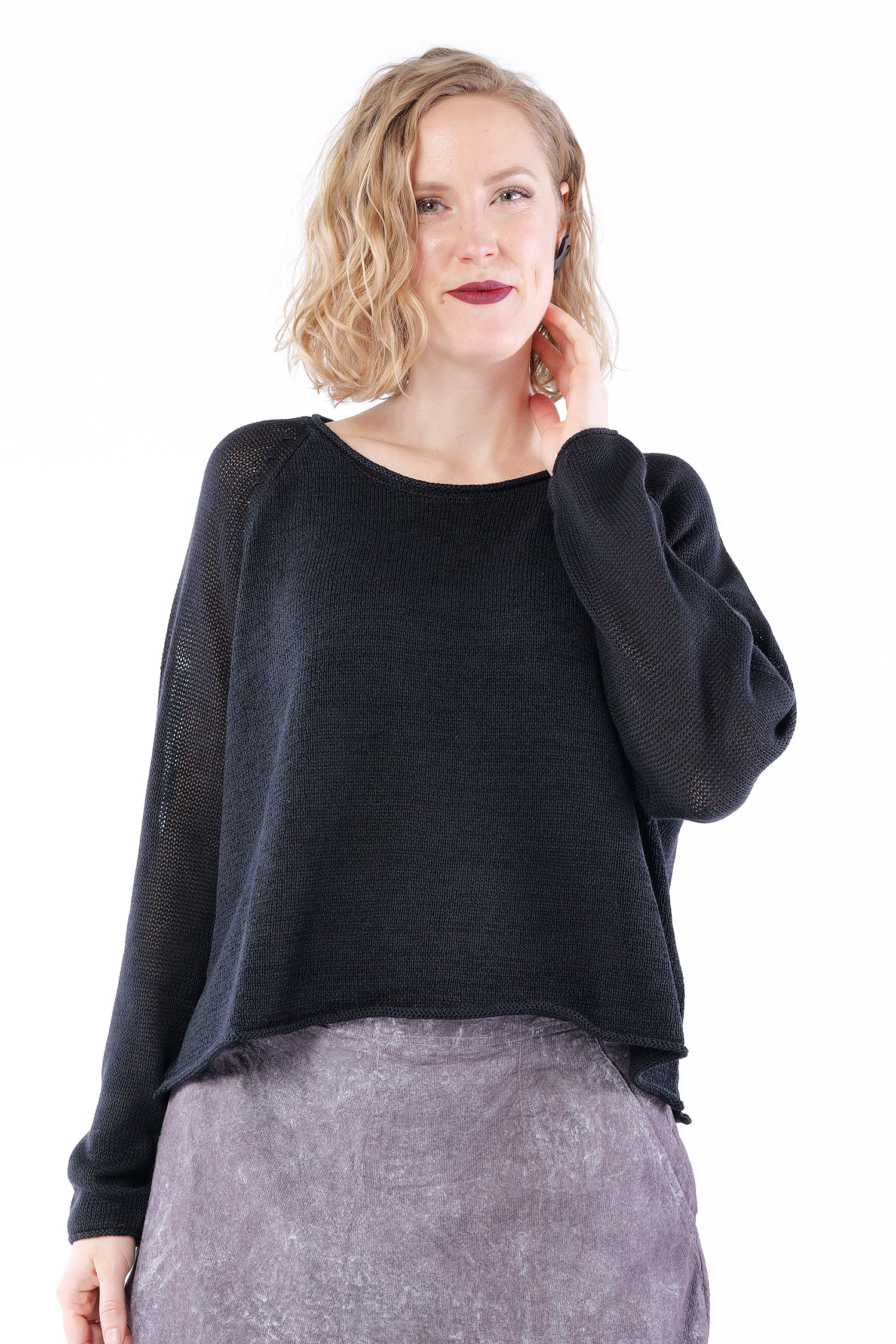 Grobstrickpullover - Schwarz - 1263720702