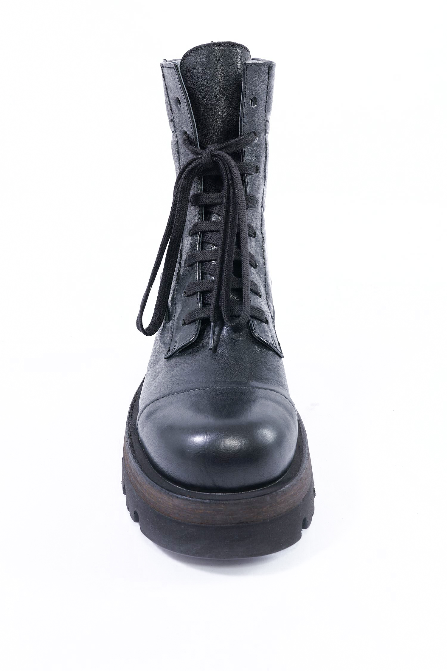 Schnür-Lederboots - schwarz - 8522