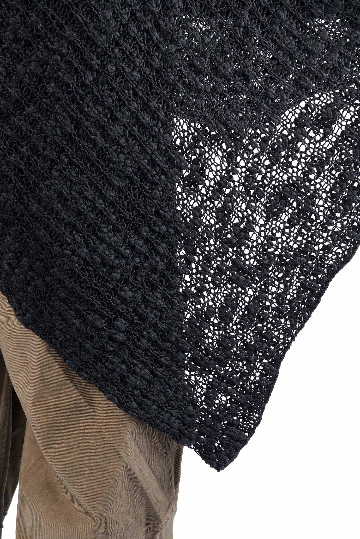 Asymmetrische Grobstrickweste - Schwarz - W5521