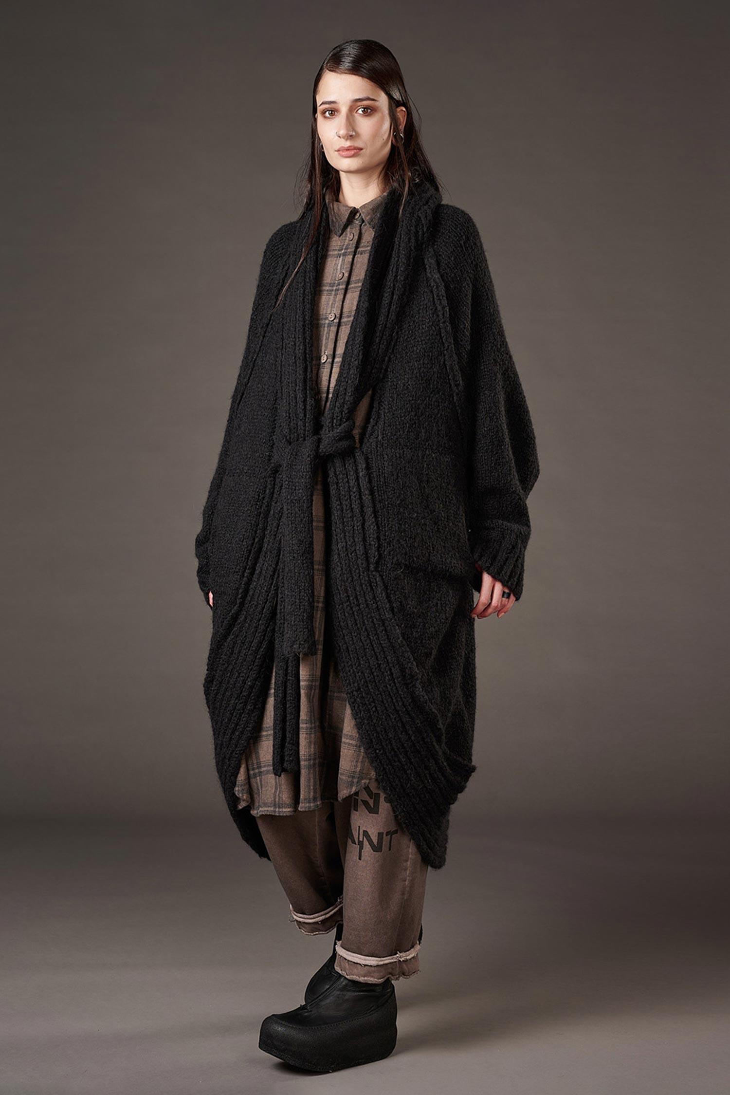 Oversize Cardigan - Schwarz - Serpent