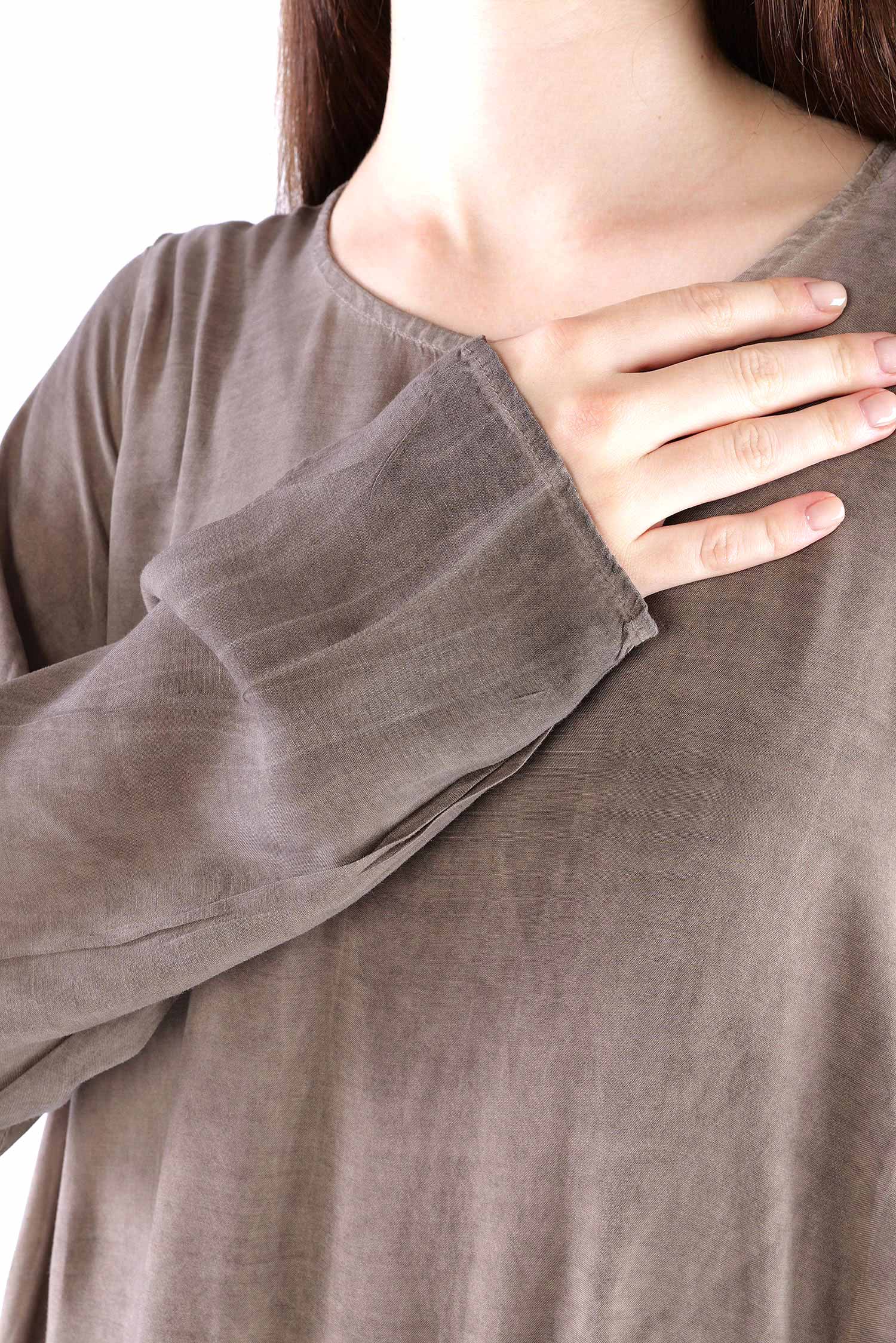 Tunic with ruffles - Truffle old dye - Swissa