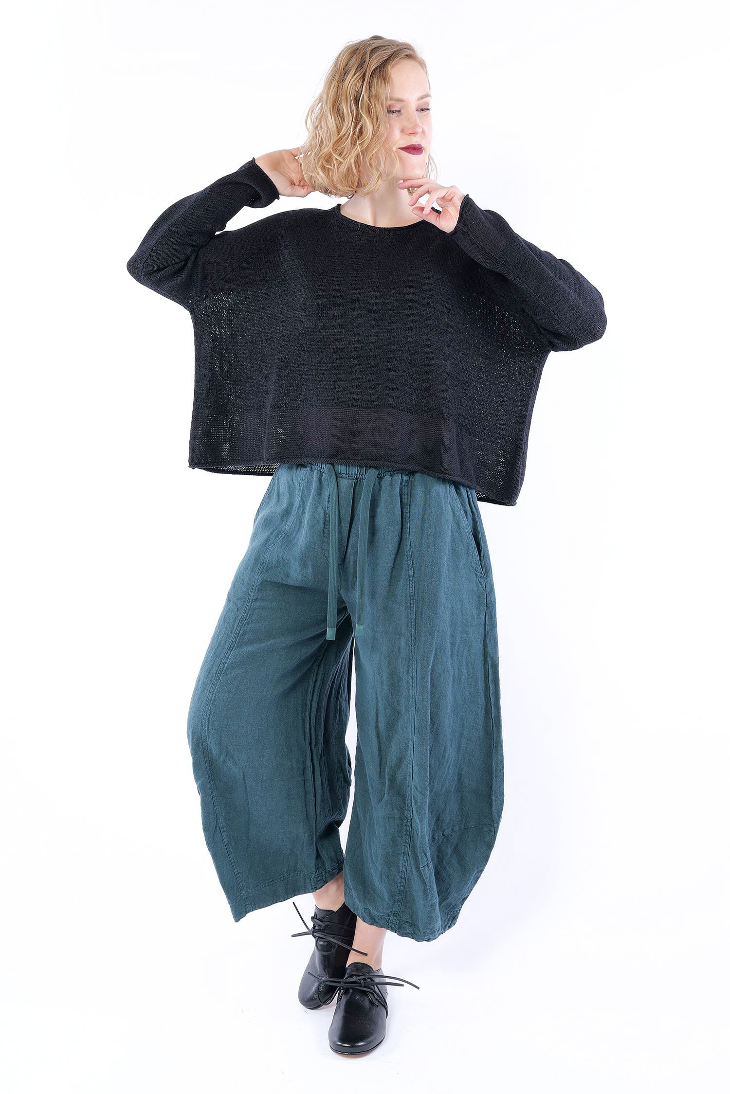 Grobstrickpullover - Schwarz - 1263720701