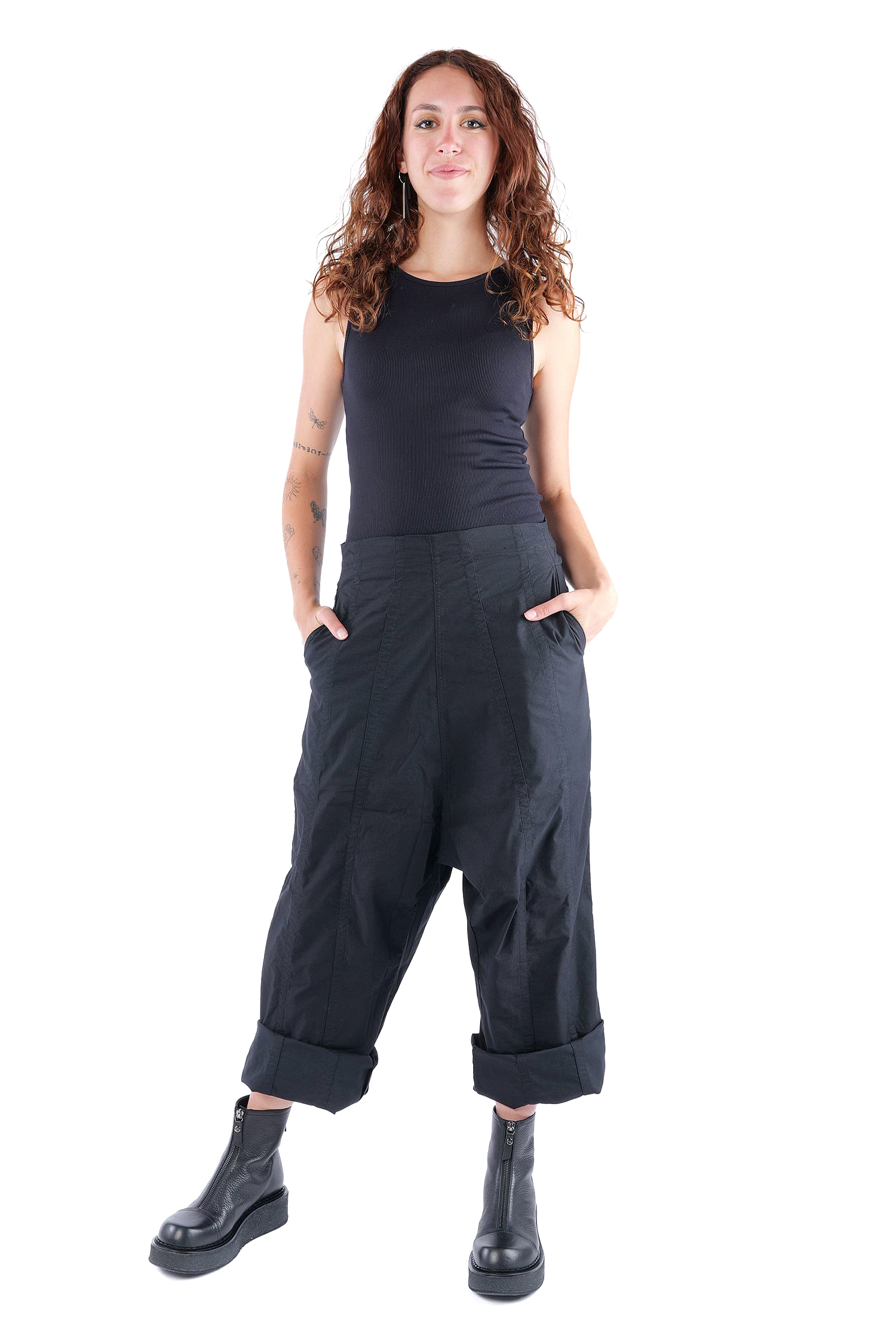 Weite Stretchhose - Schwarz - 2261390126