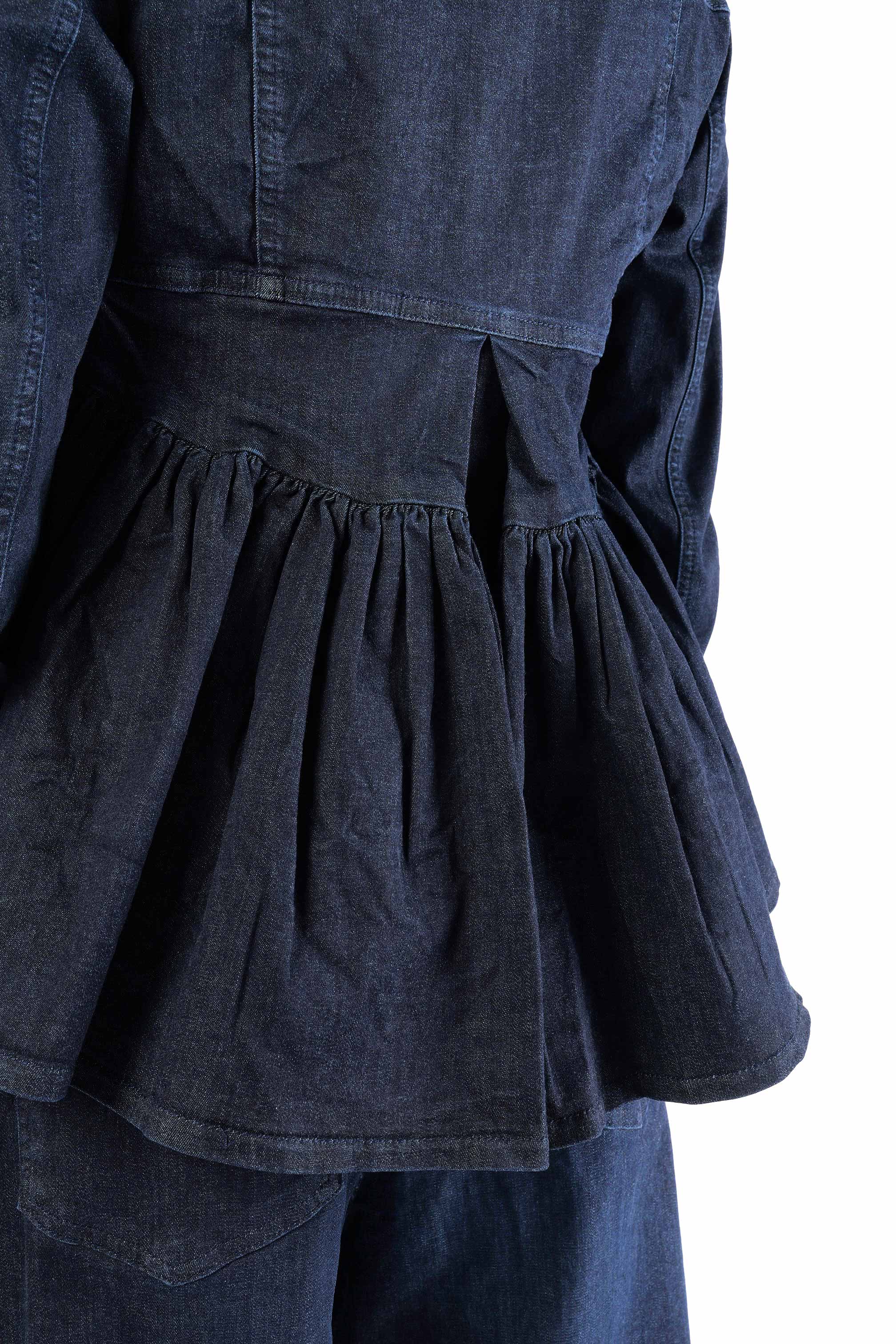 Gerüschte Jeansjacke - Darkblue - 8064