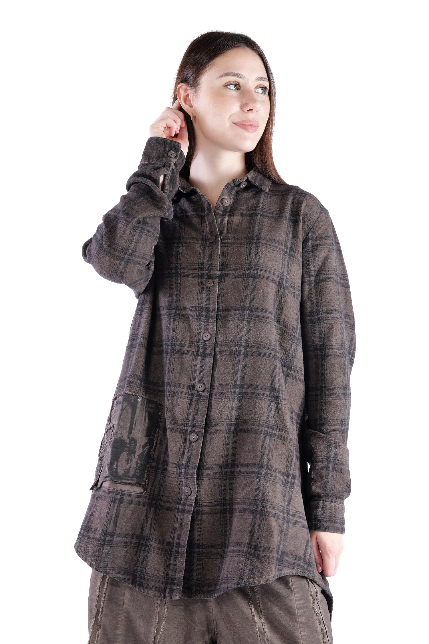 Legere Hemd-Bluse - Truffle old dye check - Allora
