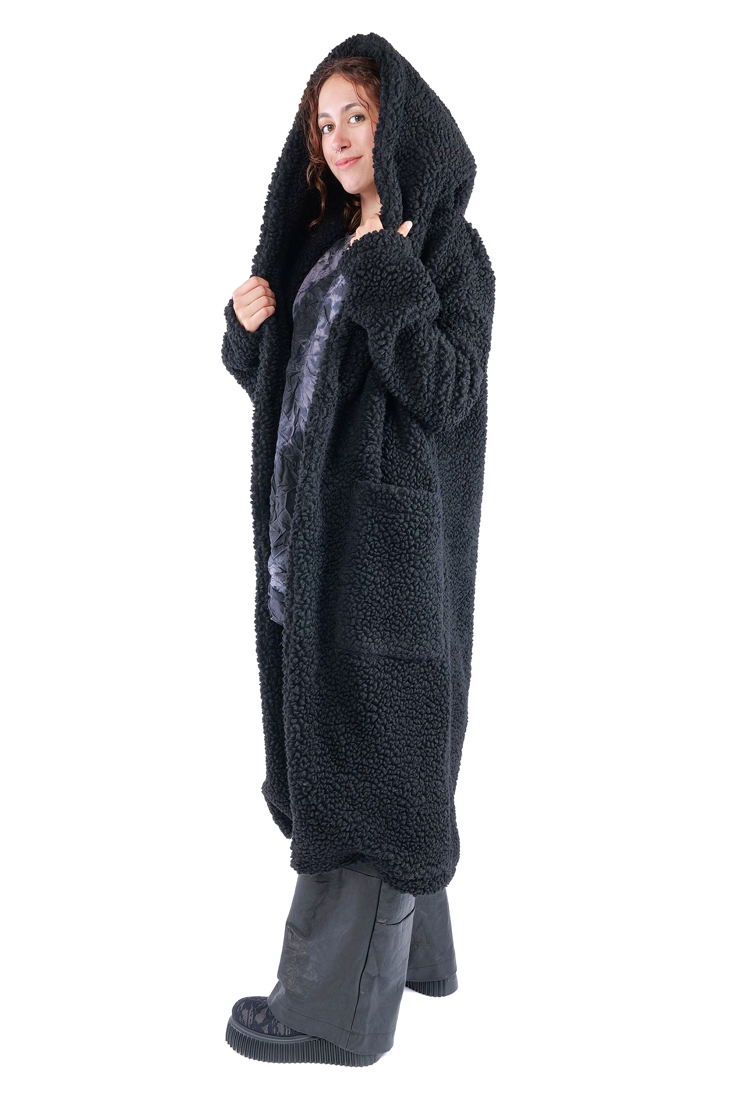 Kuscheliger Mantel - Schwarz - W206