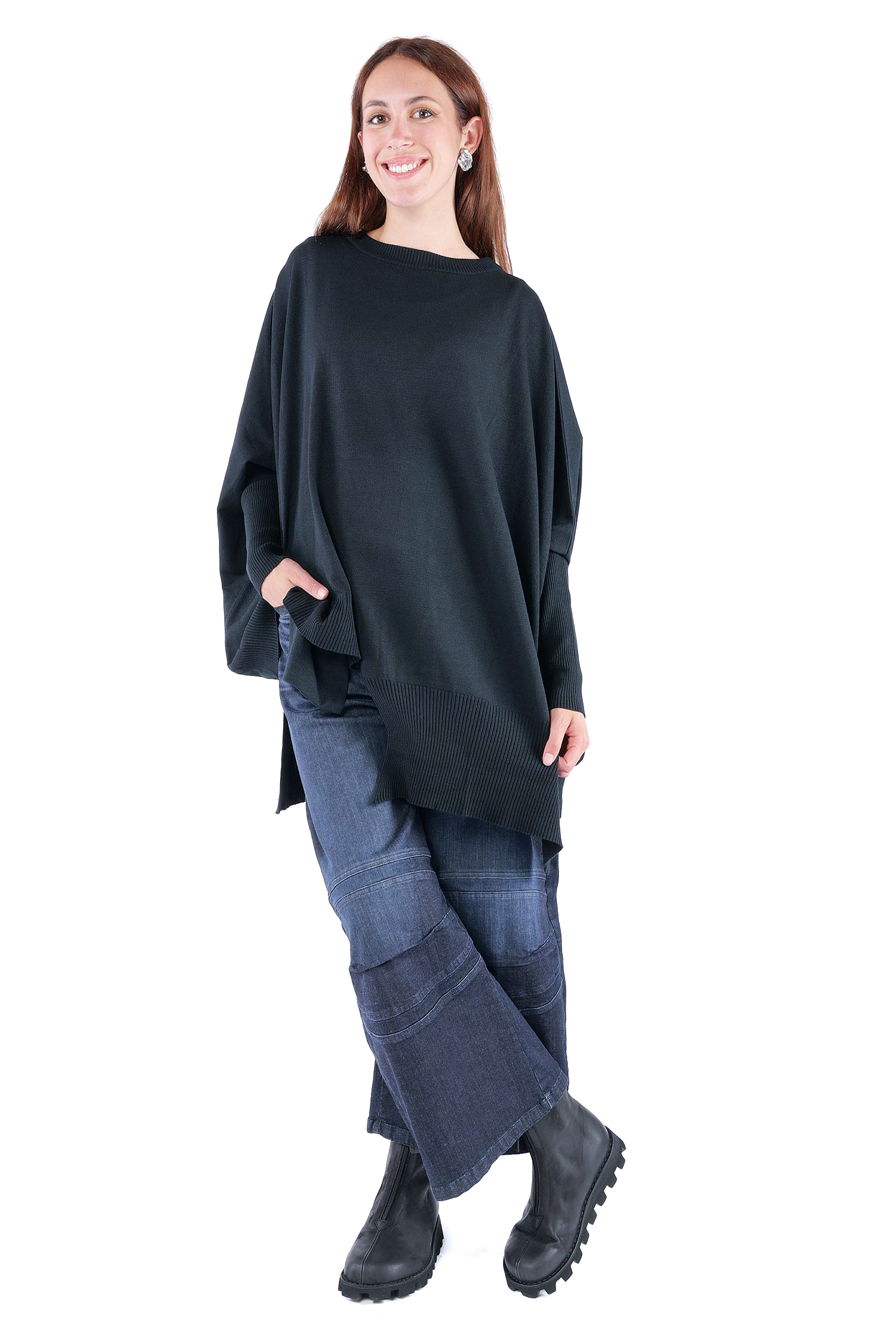 Oversize Strickpullover - Schwarz - 26.2-KHG445