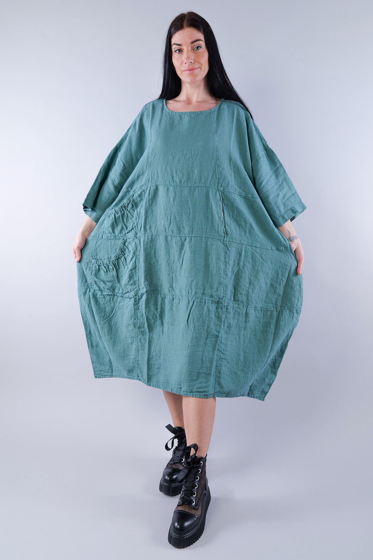 Oversize Leinenkleid - Grass - 1263540906