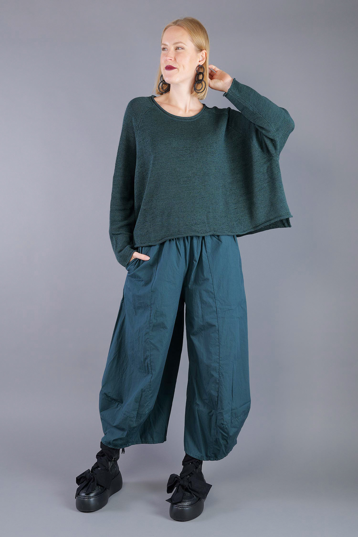 Oversized knitted pullover - Forest - 2263720713