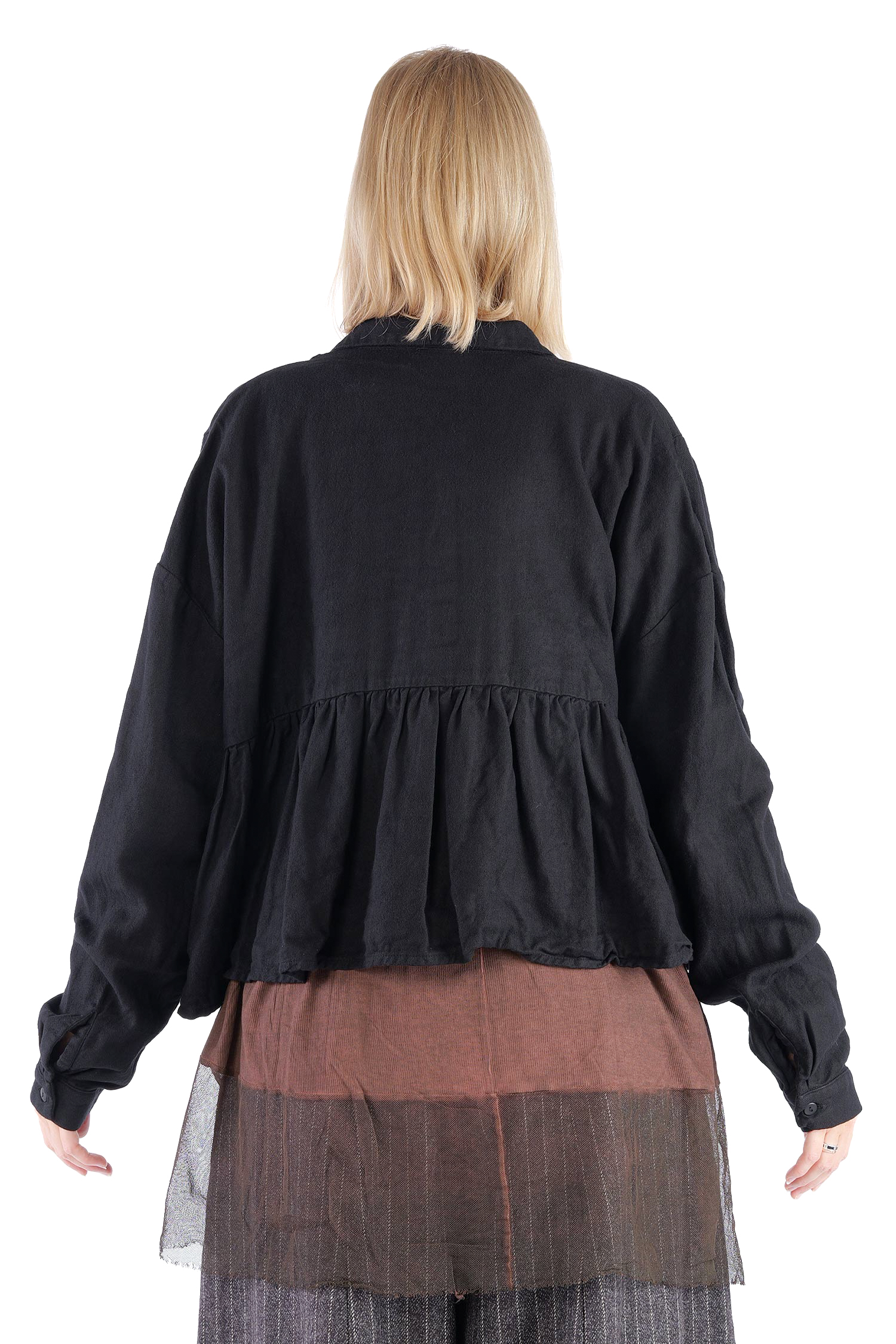 Kurze Flanelljacke - Schwarz - Innenfrei