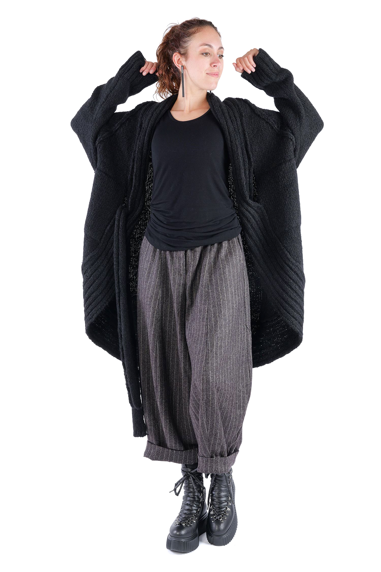 Oversize Cardigan - Schwarz - Serpent