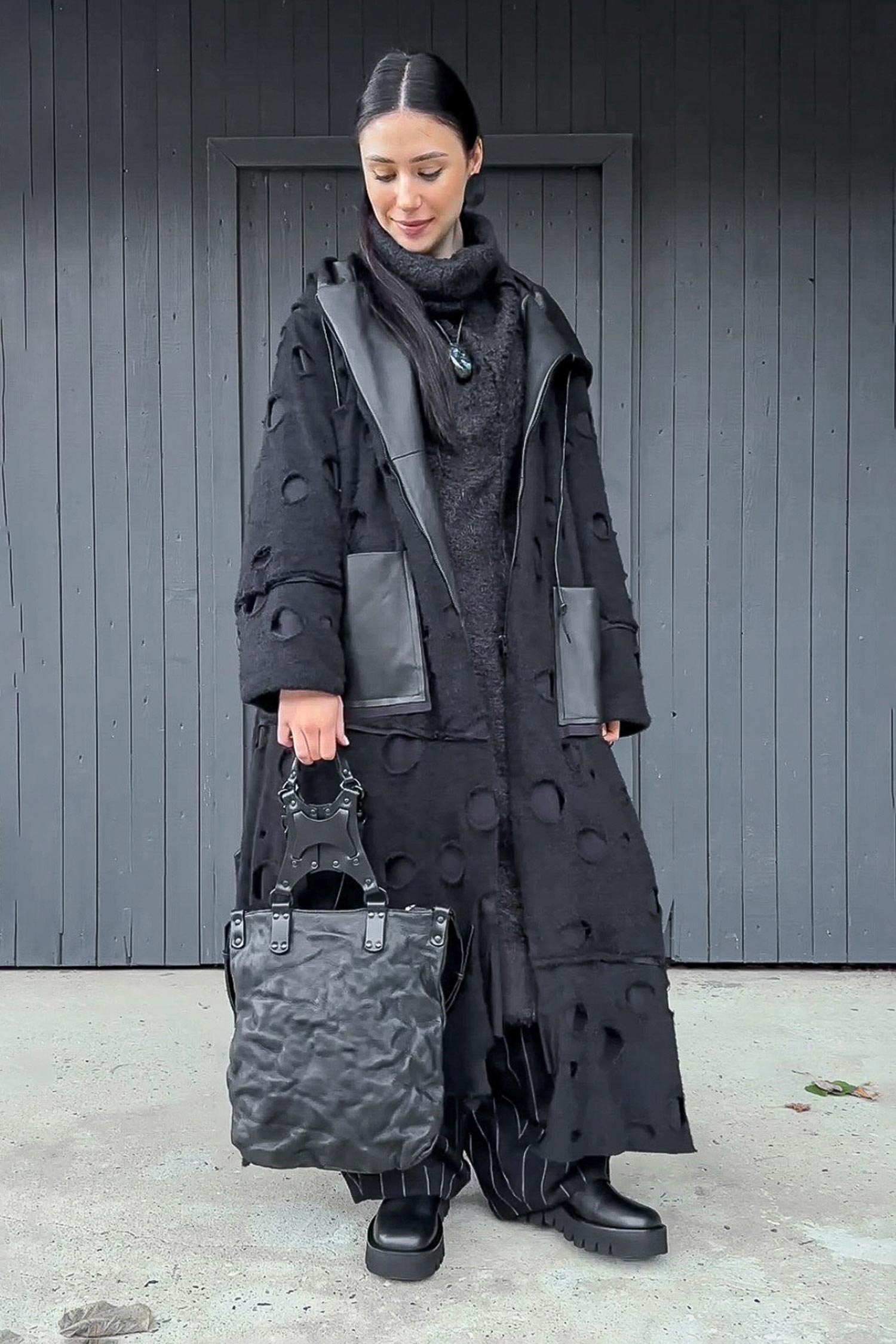 Leather backpack / shoulder bag - Uto leather - Black