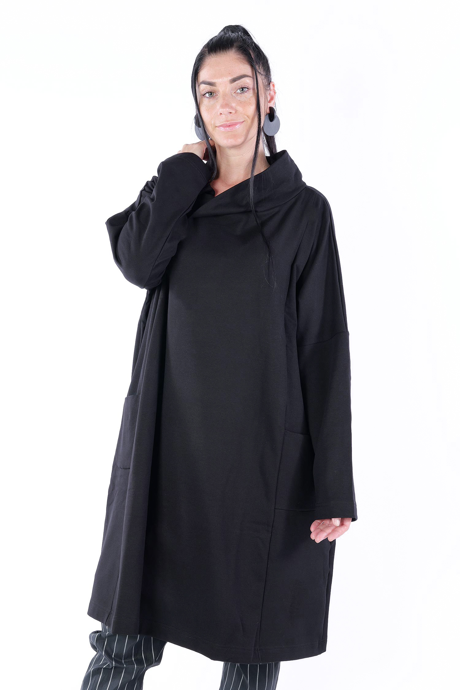 Sweat Tunika - Schwarz - U5831-U