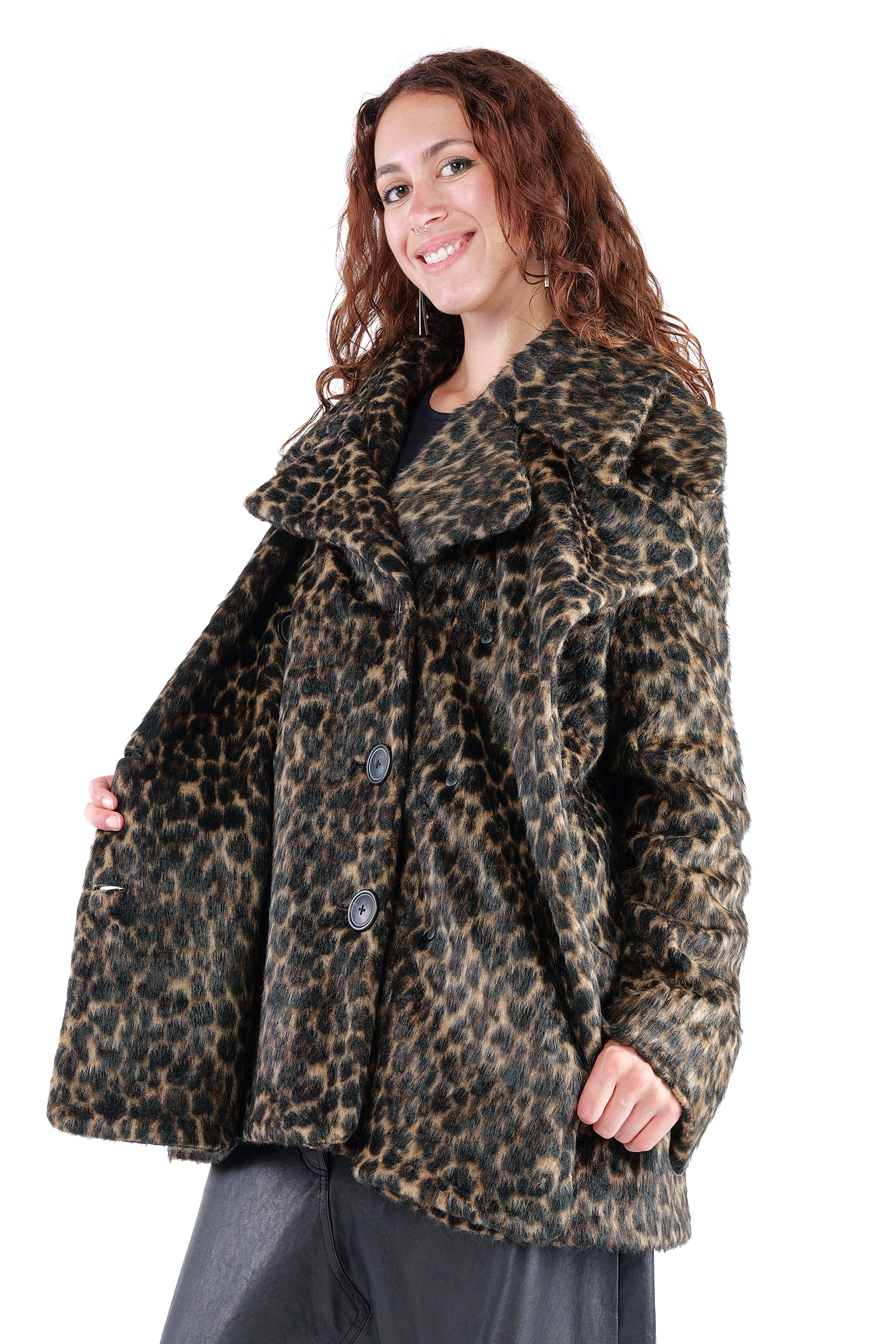 Oversized leopard fur jacket - Leo jacquard - 2261191102