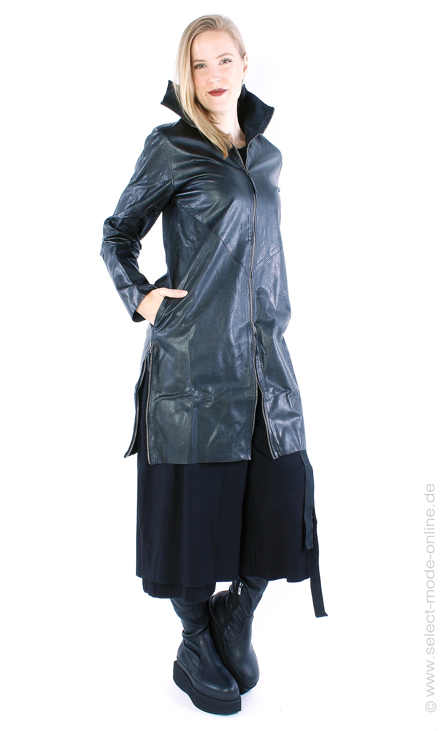 Leather coat - black - Rigmor