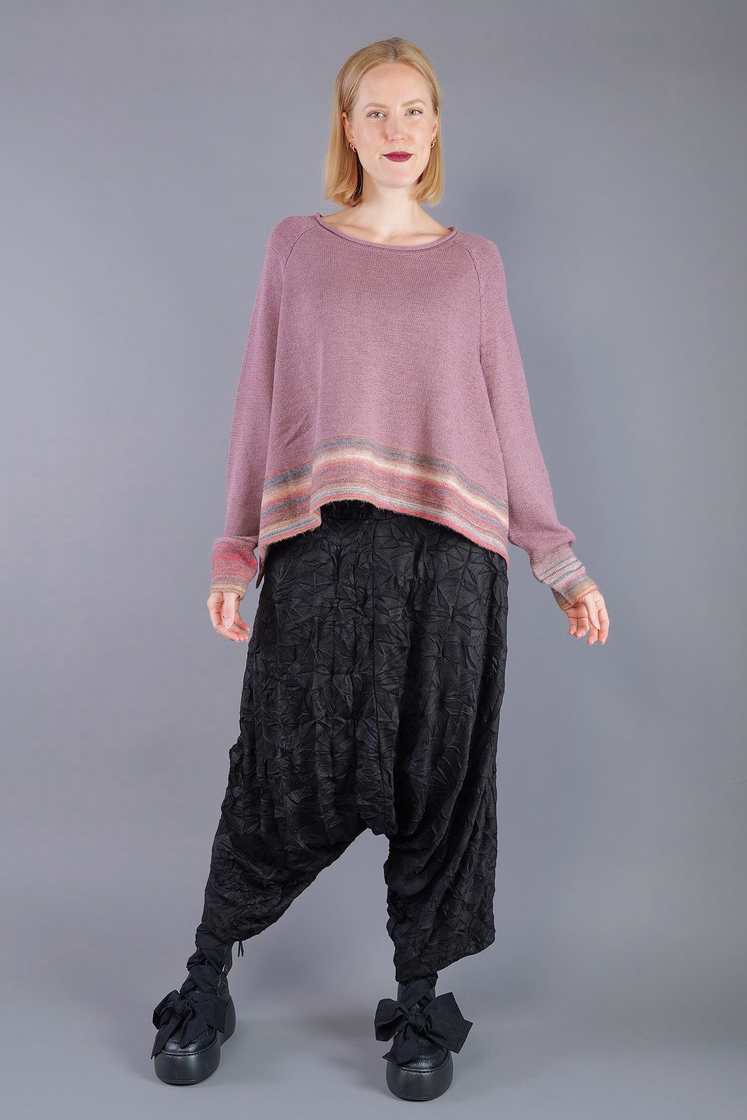 Oversized knitted pullover - Crystal stripe - 2263720703