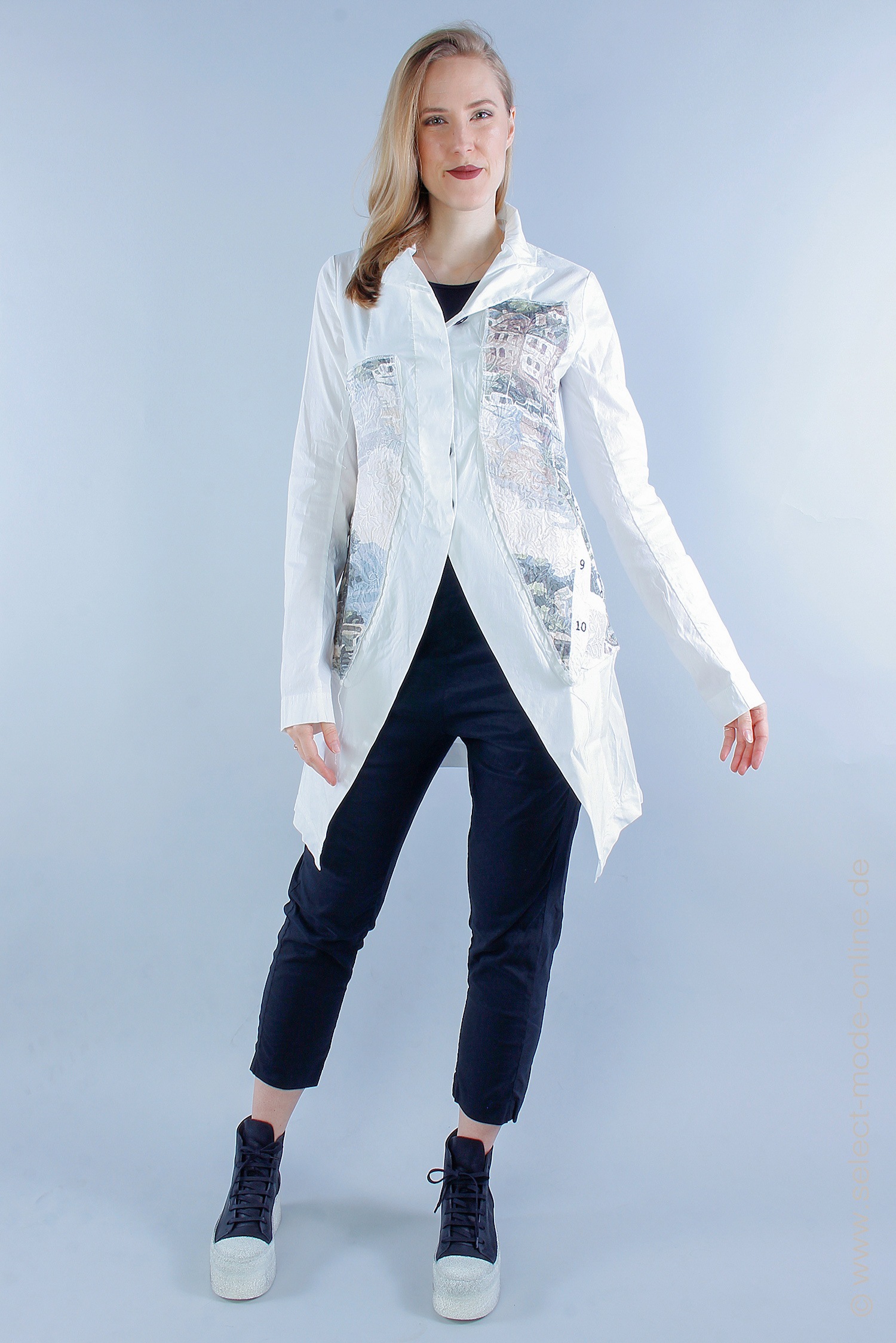 Stretch coat - white print - 1233631202