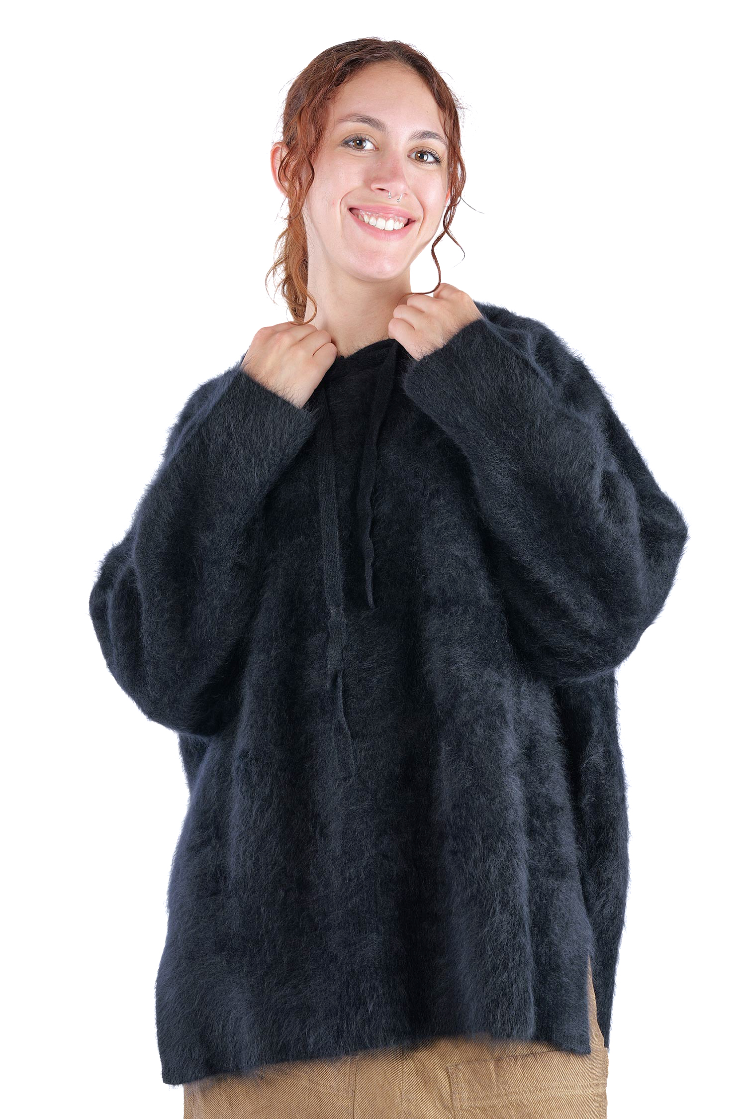 Flauschiger Kaschmir Hoodie - Night - 26132