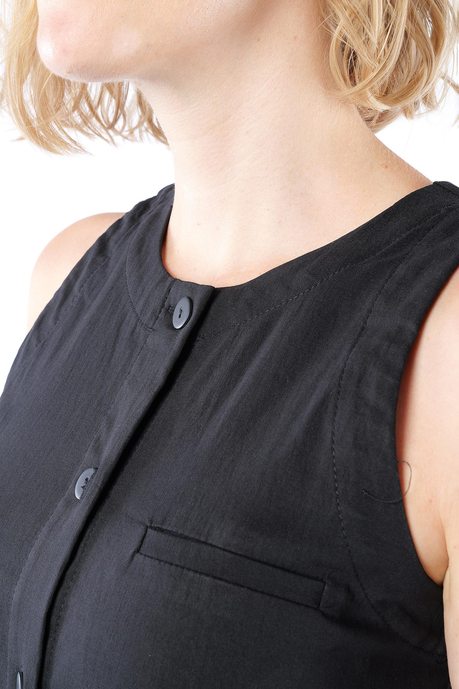 Plissierte Stretch-Weste - Schwarz - 1164
