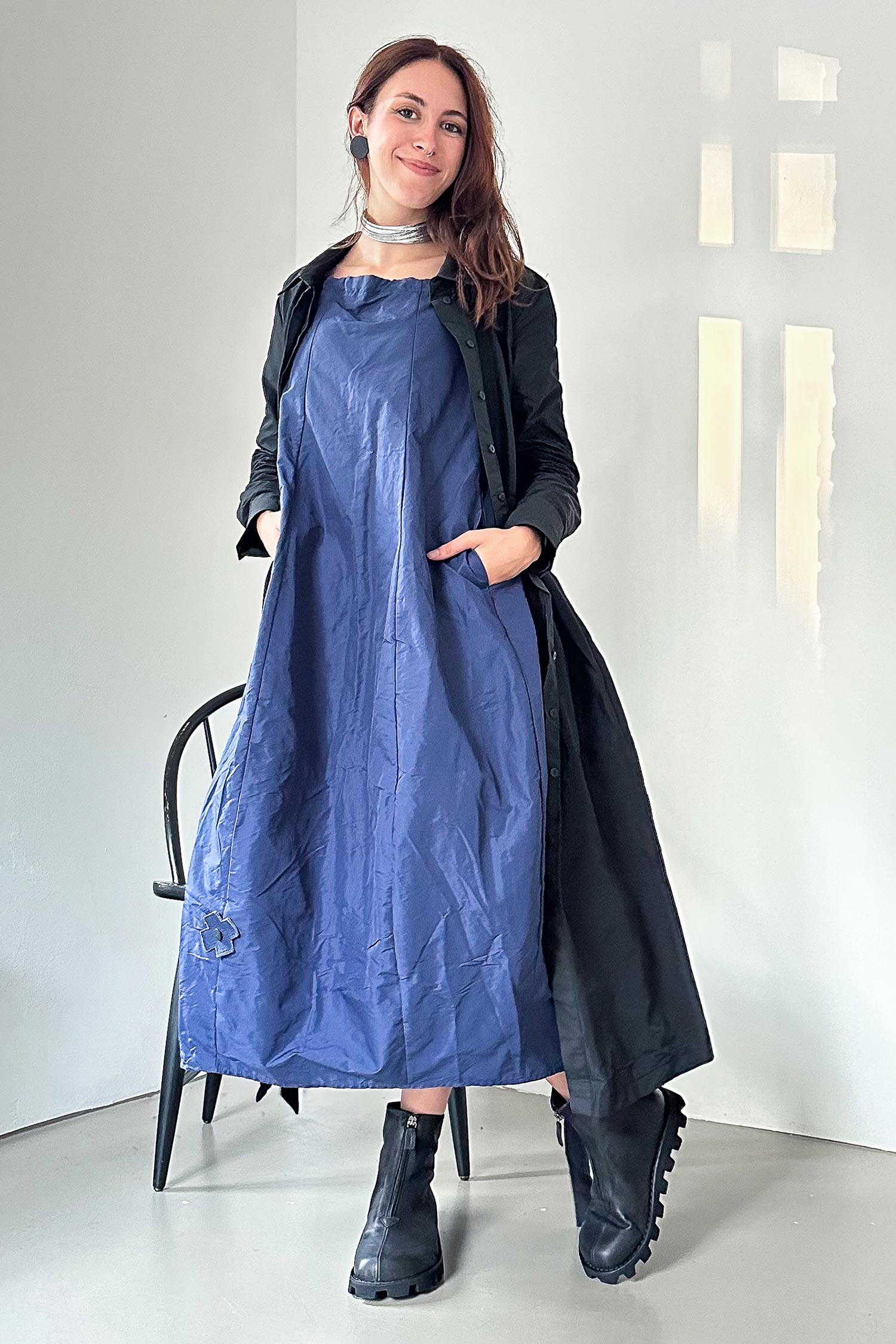 Taffeta dress - Ocean - 1165