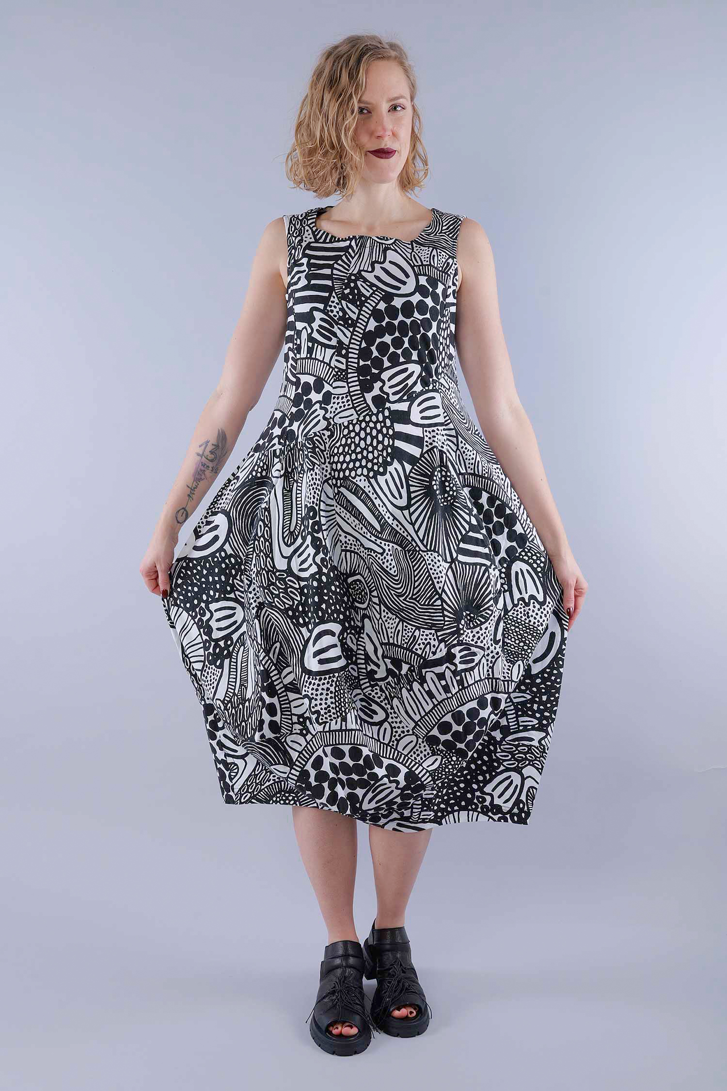 Tulip stretch dress - Black print - 1263440916