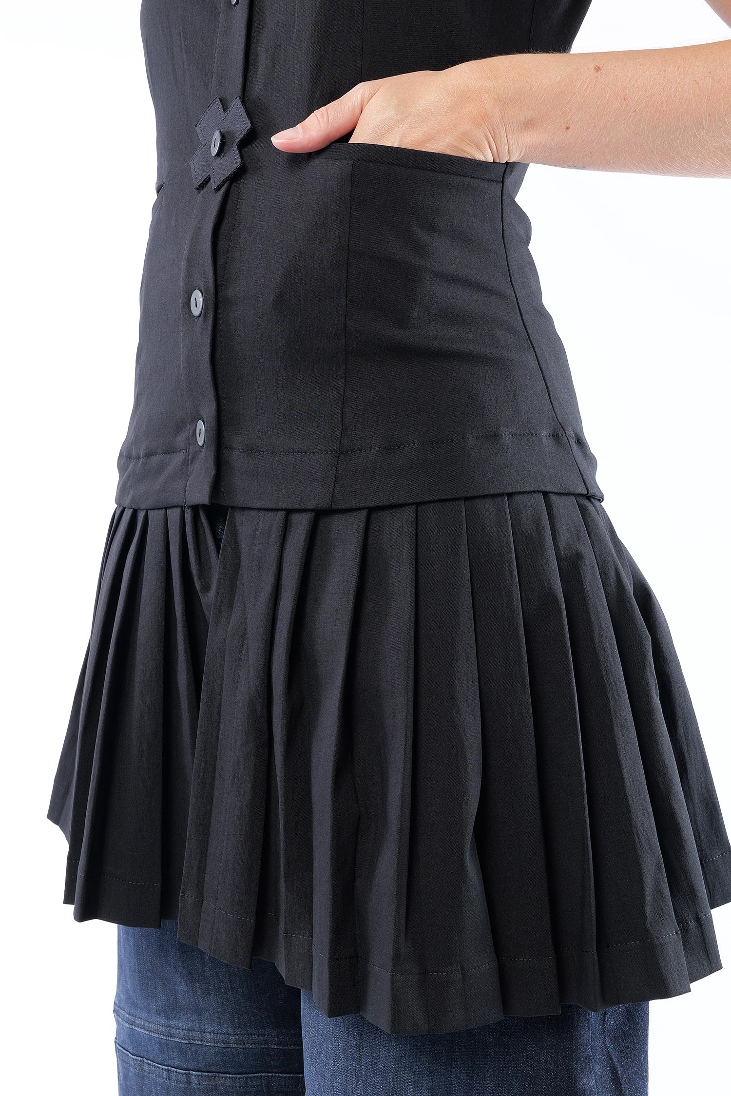 Plissierte Stretch-Weste - Schwarz - 1164