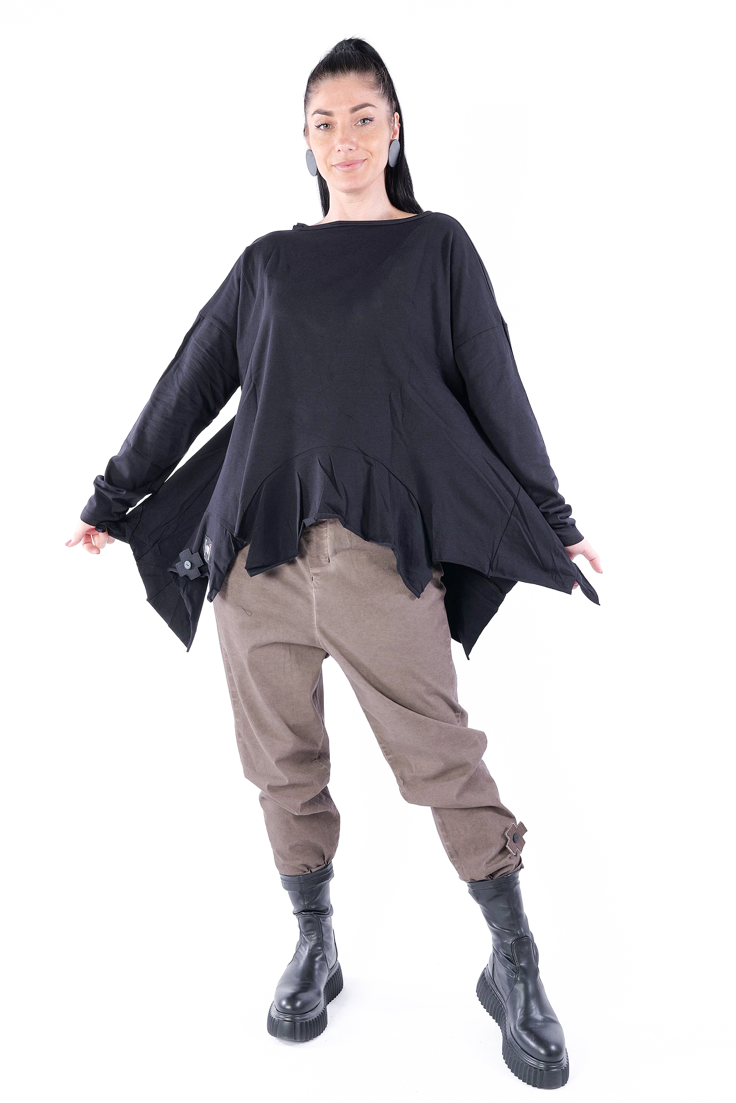 Oversize Jersey Pullover - Schwarz - 5050