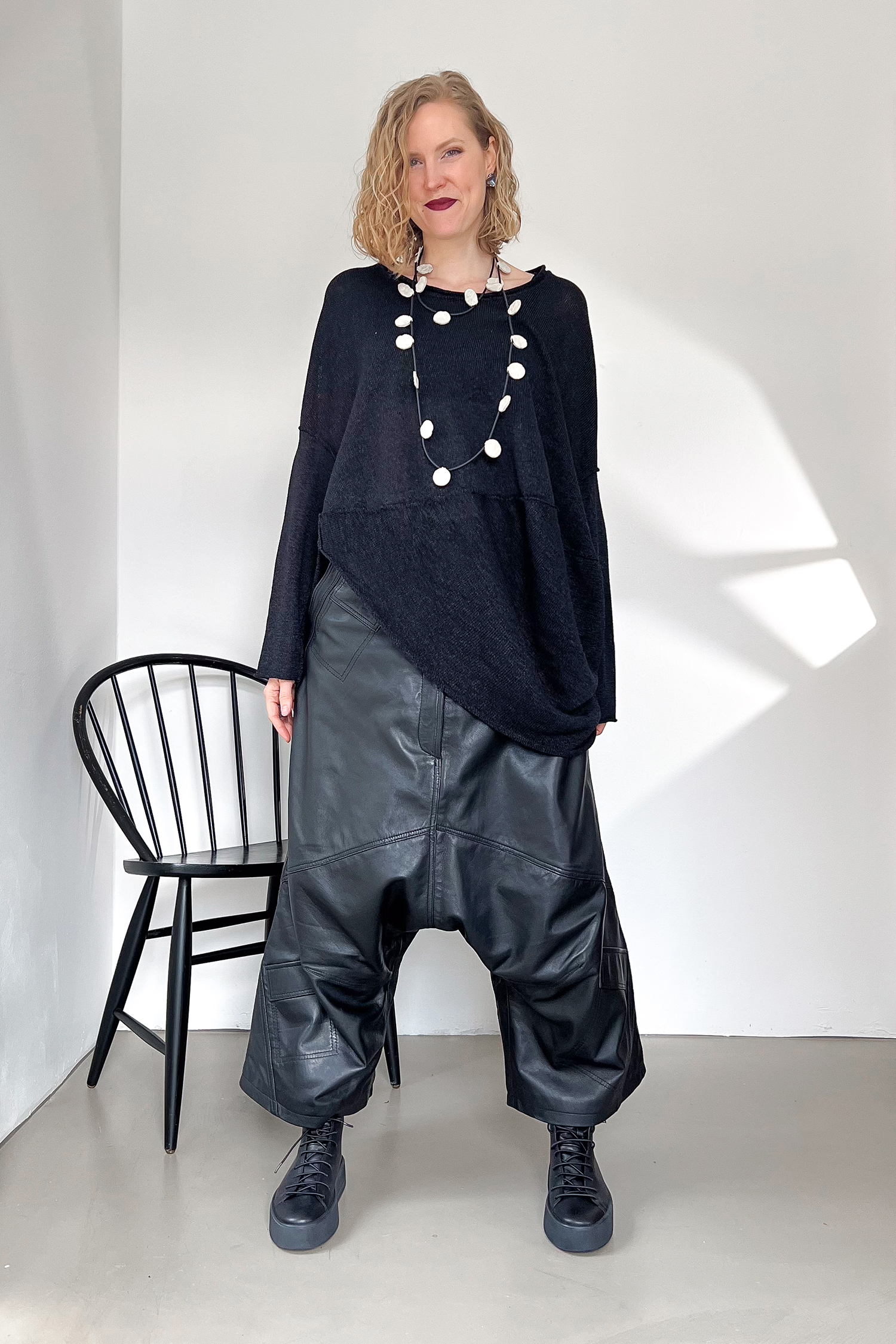 Wide leather pants - Black - 26.1-KHL503