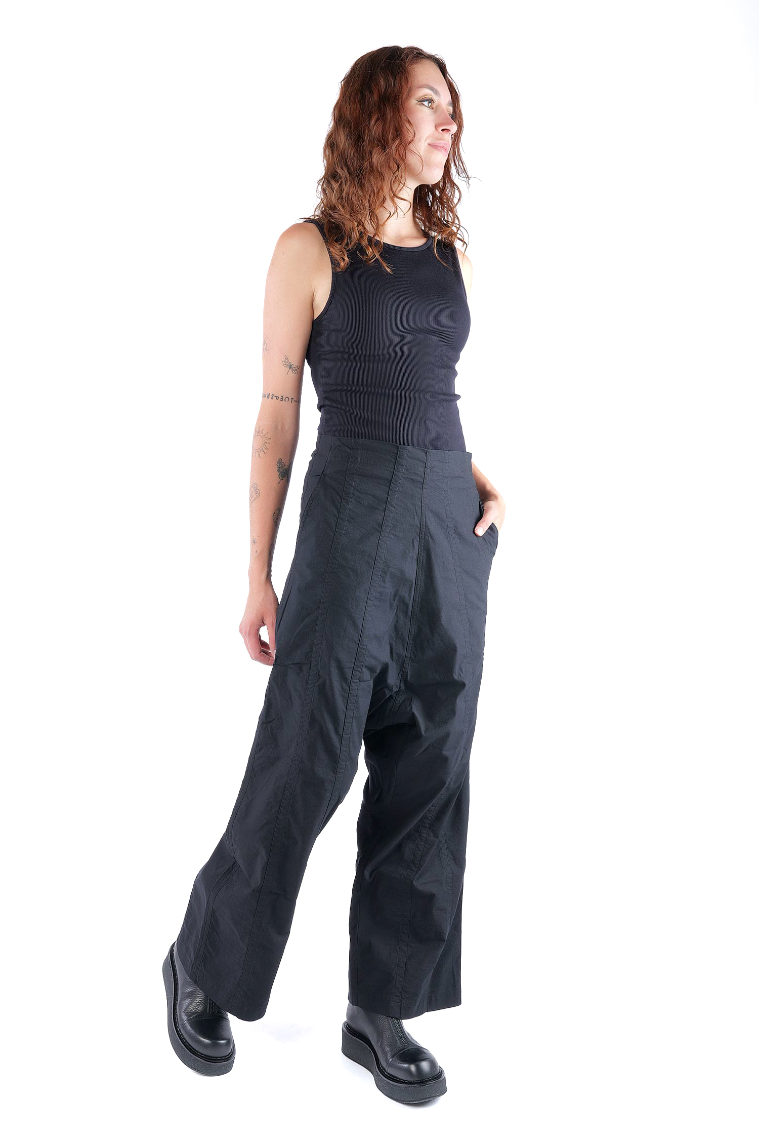 Weite Stretchhose - Schwarz - 2261390126