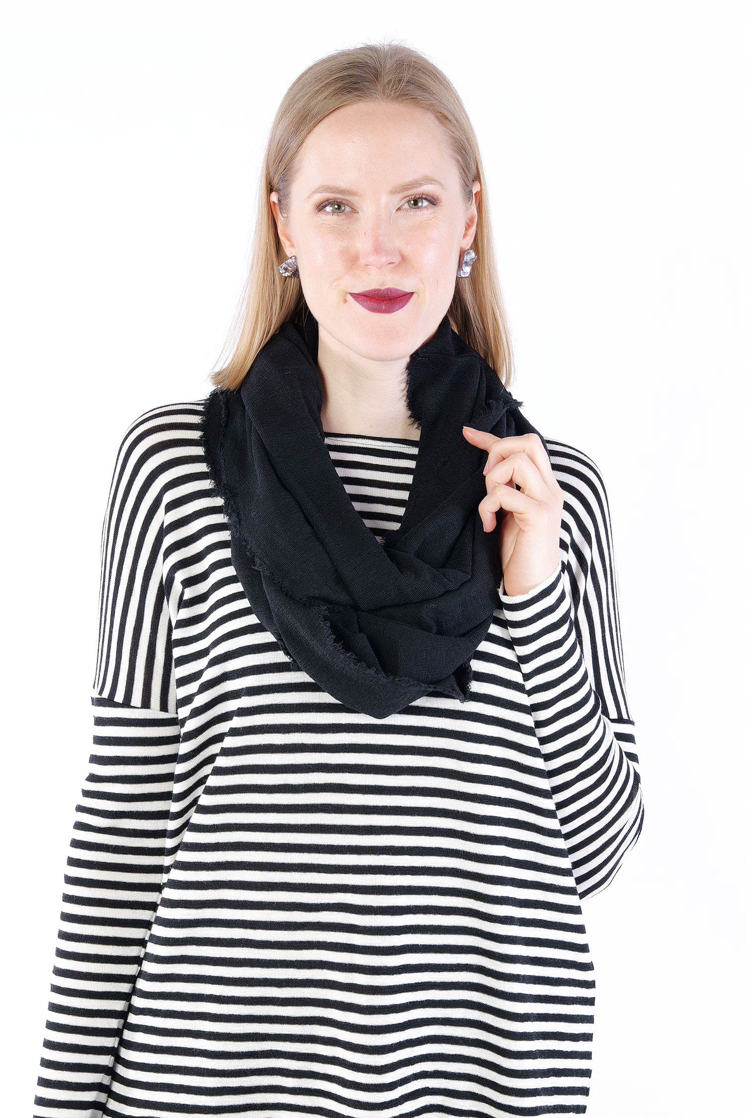 Merino Loop Schal - Schwarz - 1013