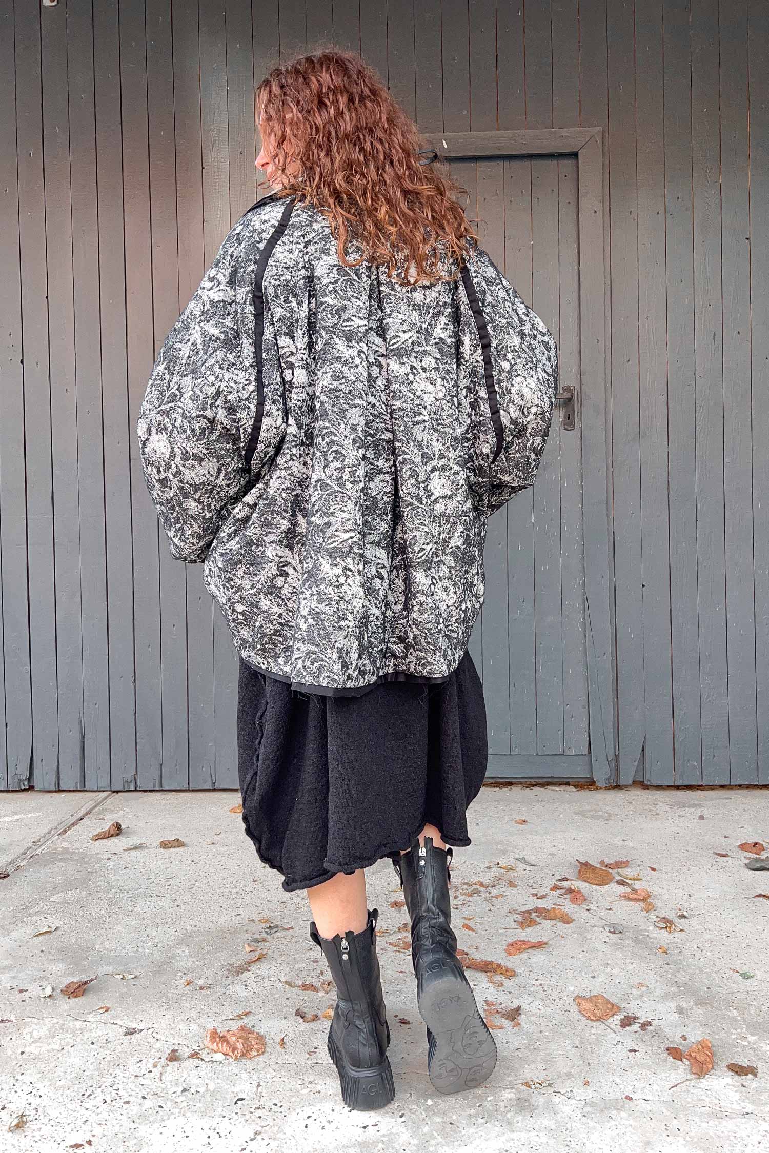 Oversize Winterjacke - Schwarz/Weiß - S438