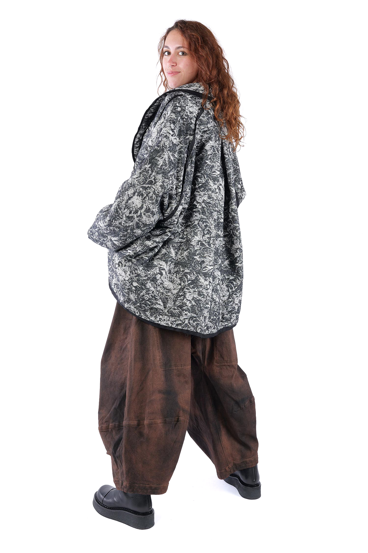 Oversize Winterjacke - Schwarz/Weiß - S438